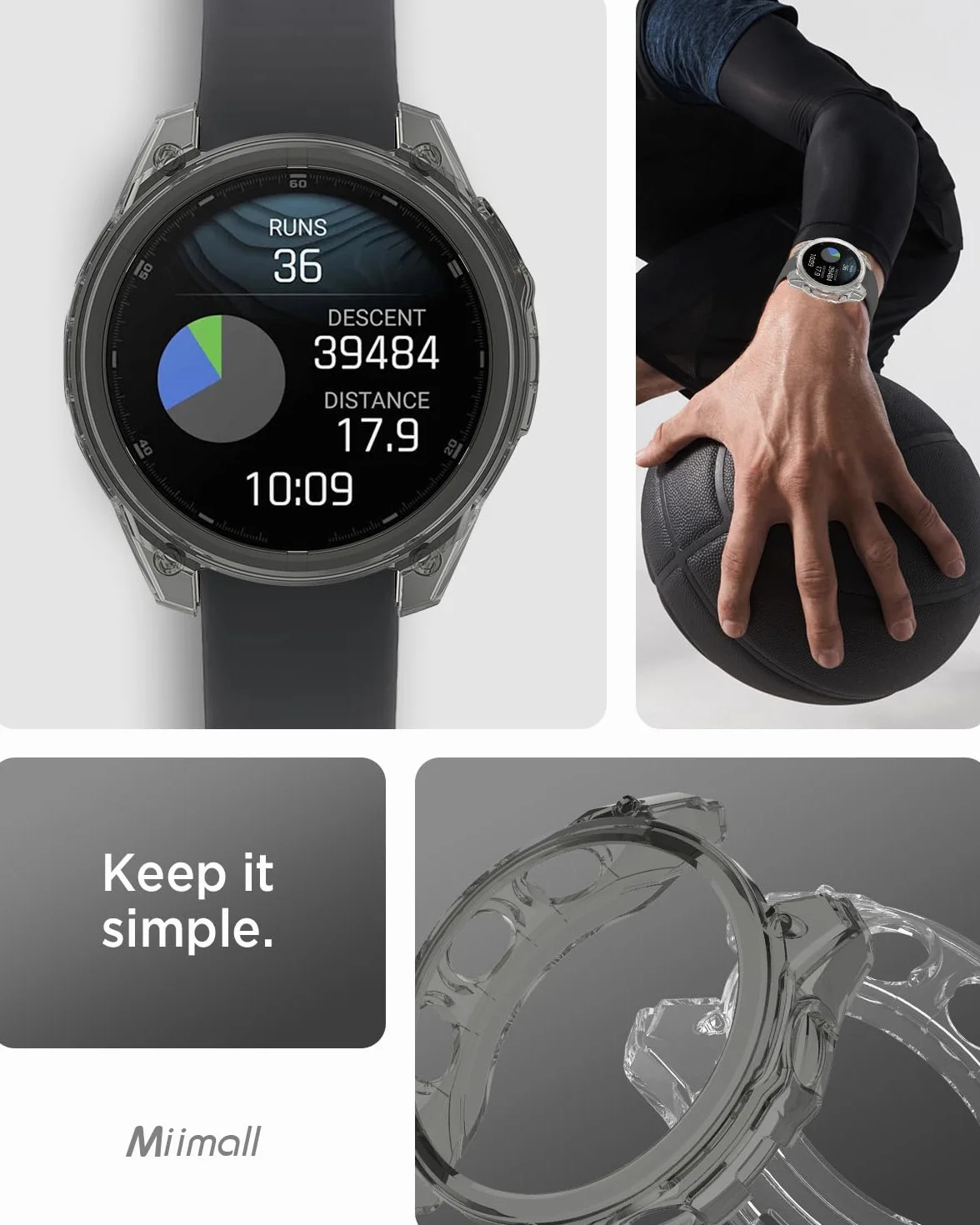 Przezroczyste etui do Fenix 8 47 mm AMOLED, miękkie TPU, odporne na zarysowania i wstrząsy