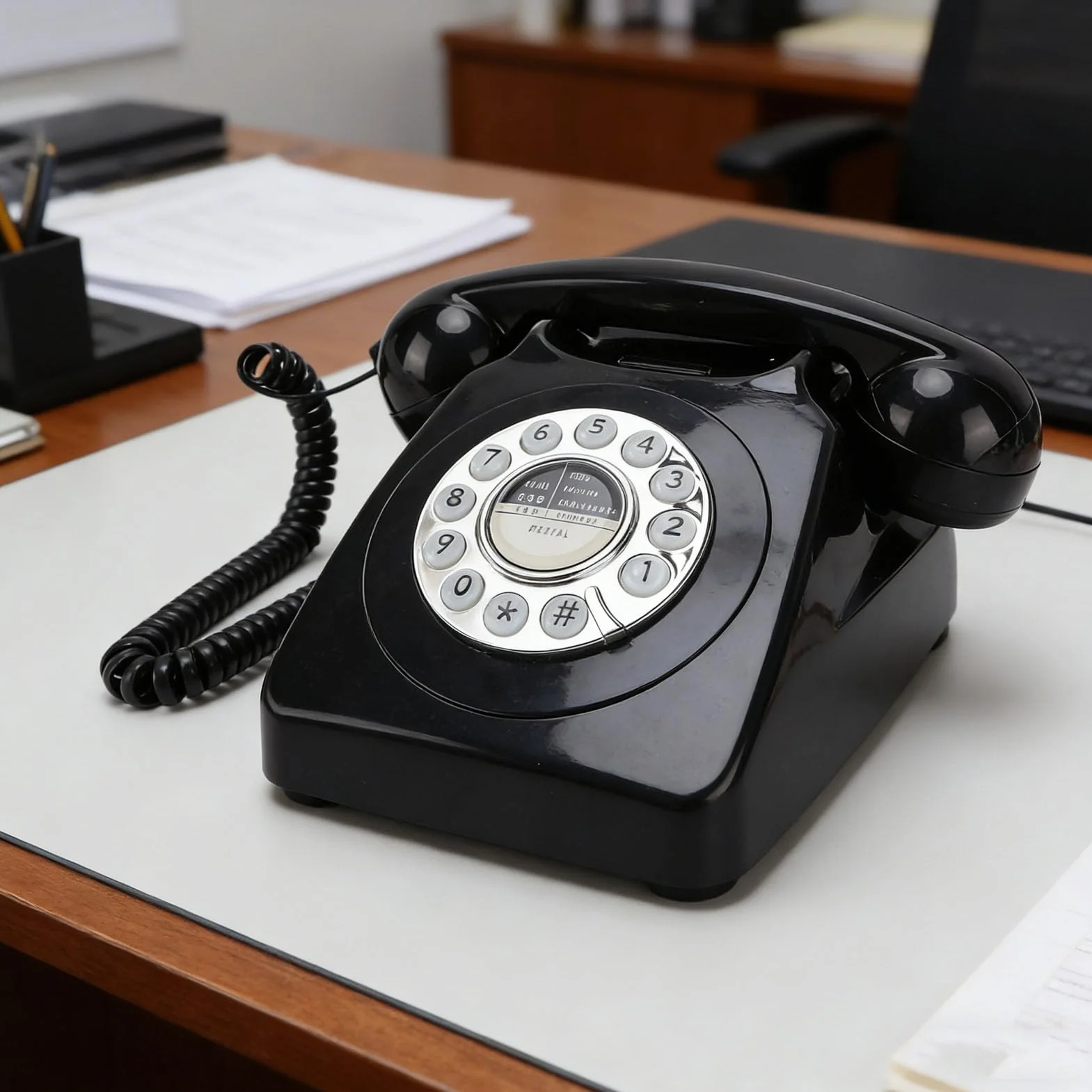 Zabytkowy Telefon Stacjonarny Klasyczny Wygląd, Telefon Przewodowy w Stylu Retro z Przyciskami Ponownego Wybierania RJ11, Plug and Play do Wystroju Domowego Biura (BLACK)