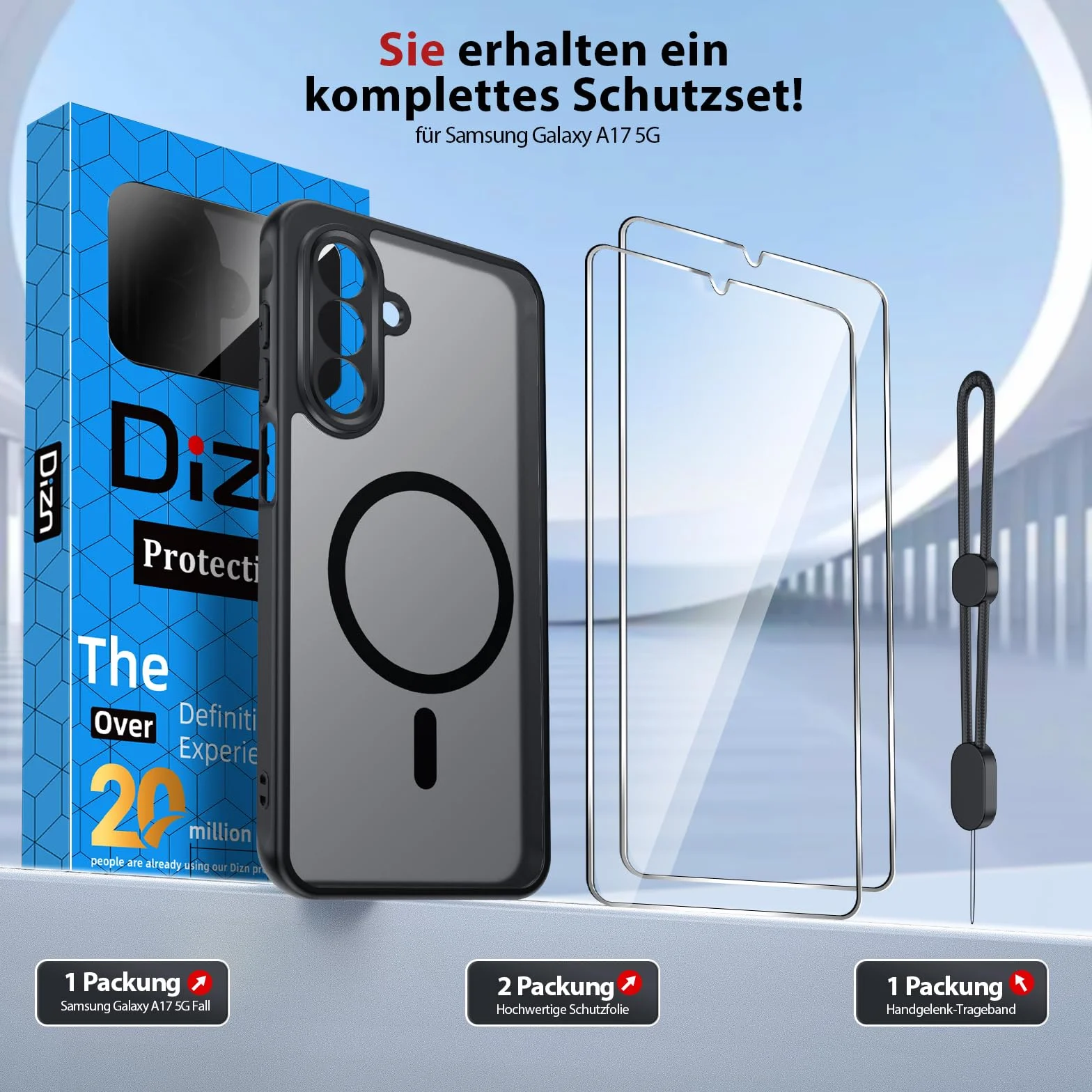 Dizn Etui magnetyczne Samsung Galaxy A17 4G/A17 5G z folią hartowanego szkła MagSafe czarny
