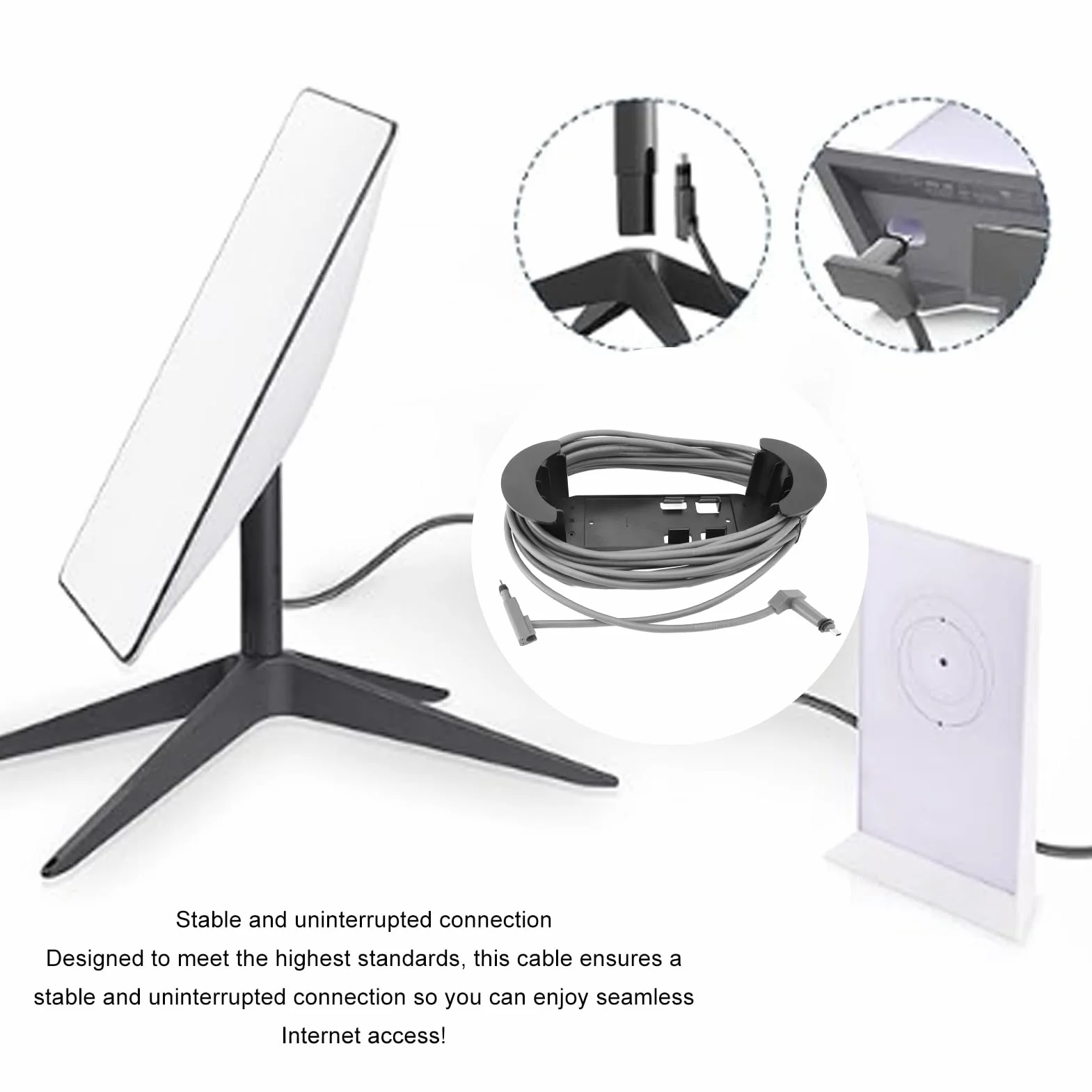 Hamwesh Kabel 150FT, Nieprzerwane Połączenie Oszczędność Miejsca Łatwa Instalacja Kabel Zamienny, Ethernet ze Wspornikiem Montażowym do Pojazdów Kempingowych V2, SUV-ów, Jachtów (o