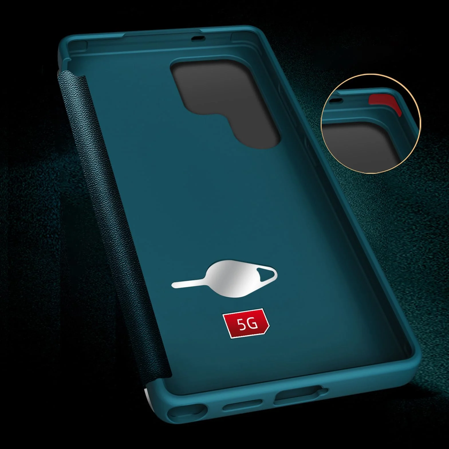 Etui z klapką do Samsung Galaxy S25 Ultra/S25 Plus/S25, HD, przezroczyste okienko, etui na telefon, wąskie, biznesowe, skórzane, odporne na wstrząsy, niebieskie, S25