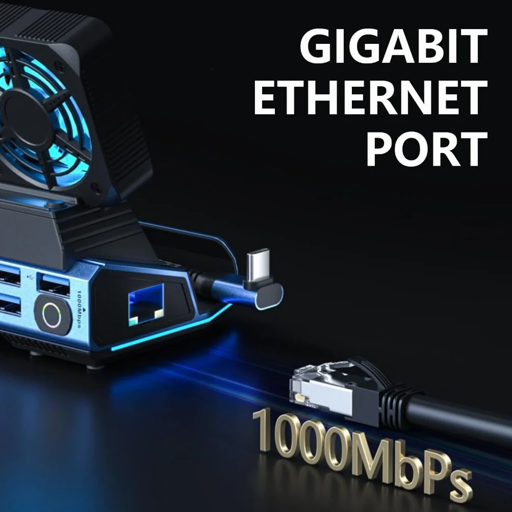 Czytnik kart stacji dokującej 10 Gb/s do konsoli wieloportowy adapter z wentylatorem