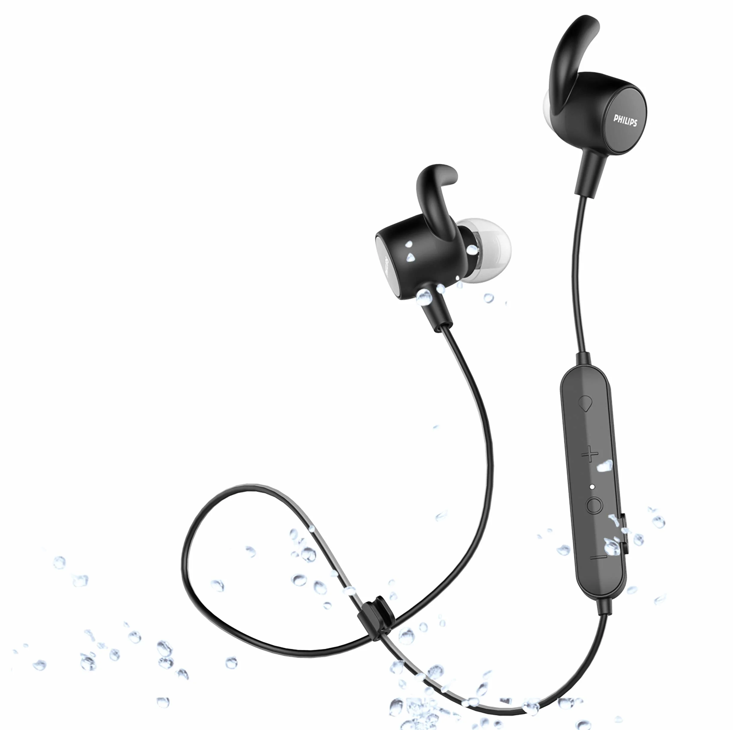 Philips Audio Sportowe słuchawki douszne (Bluetooth, 6 godzin pracy baterii, wbudowany czujnik tętna, funkcja szybkiego ładowania, wodoszczelność IPX5, odporne na pot), czarne, SN503, rozmiar