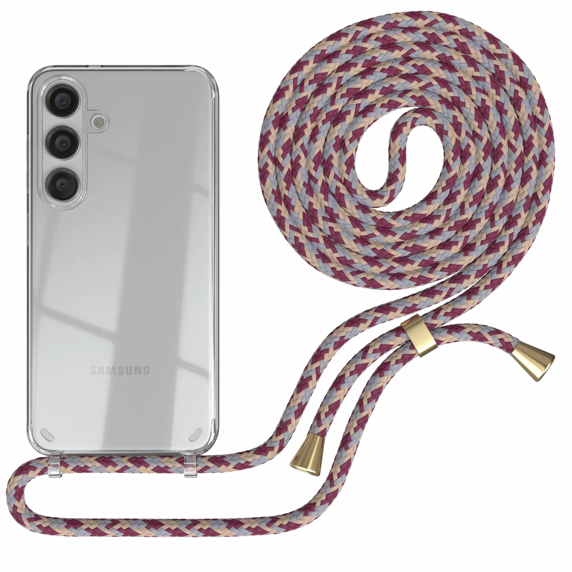 EAZY CASE Łańcuszek do telefonu kompatybilny z Galaxy S25 etui na telefon ze smyczą, sznurek do telefonu z etui silikonowe, stylowy łańcuszek z etui na smartfon w Czerwona kamuflaż
