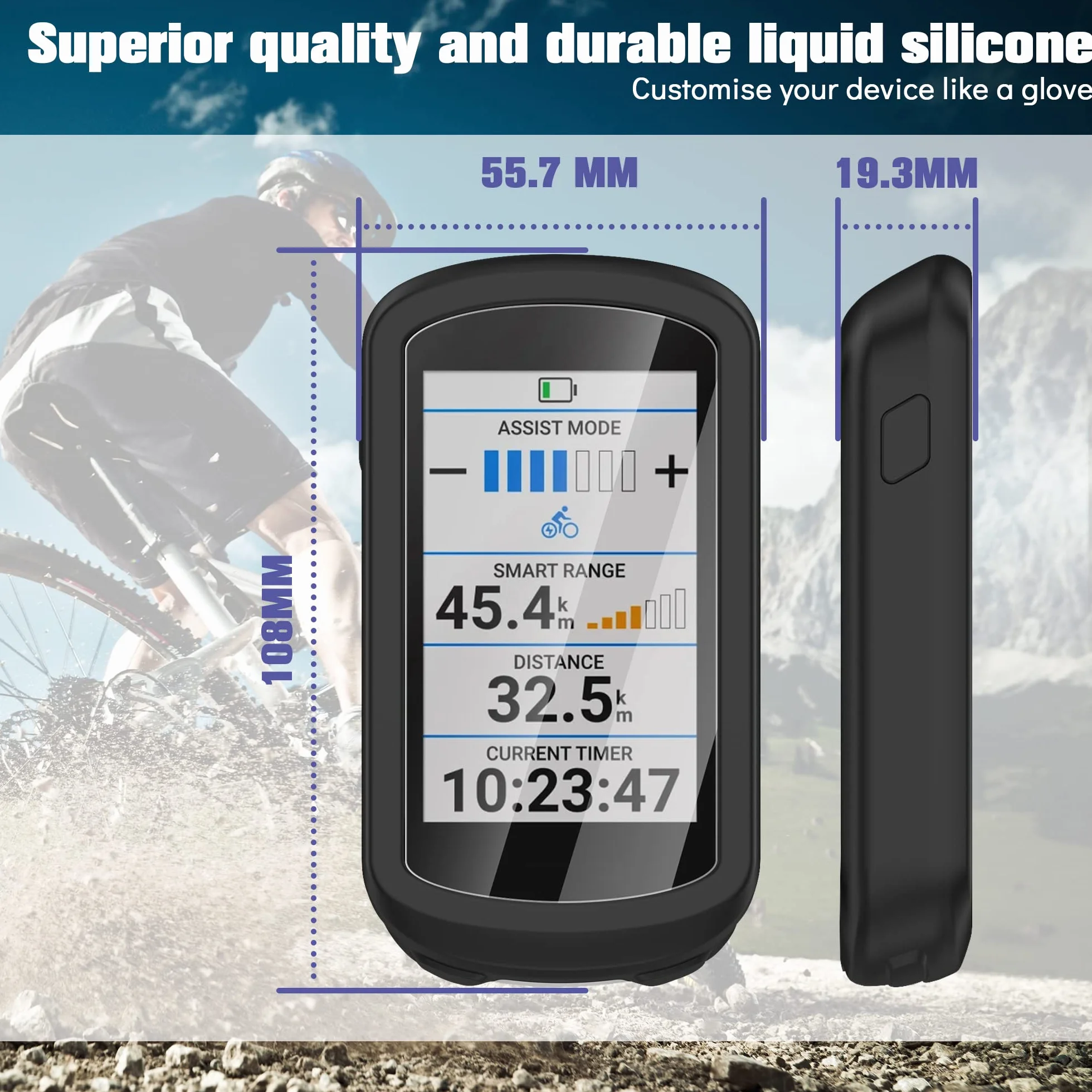 Silikonowe etui kompatybilne z Garmin Edge Explore 2 + 2 osłony ekranu ze szkła hartowanego, miękkie, odporne na wstrząsy, kompleksowa ochrona, czarne
