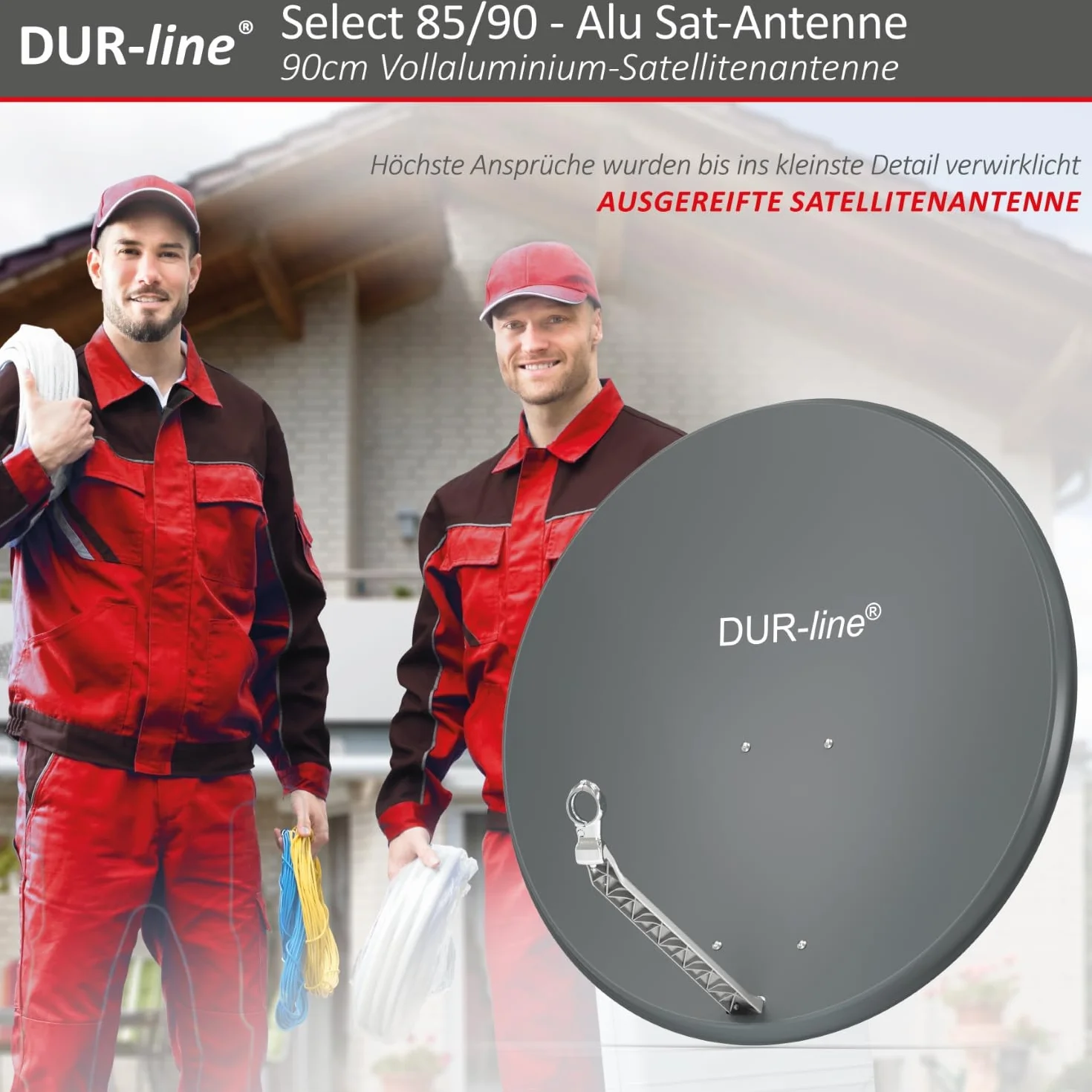 DUR-line Select Aluminiowa antena satelitarna, 85 cm x 90 cm, antracytowa