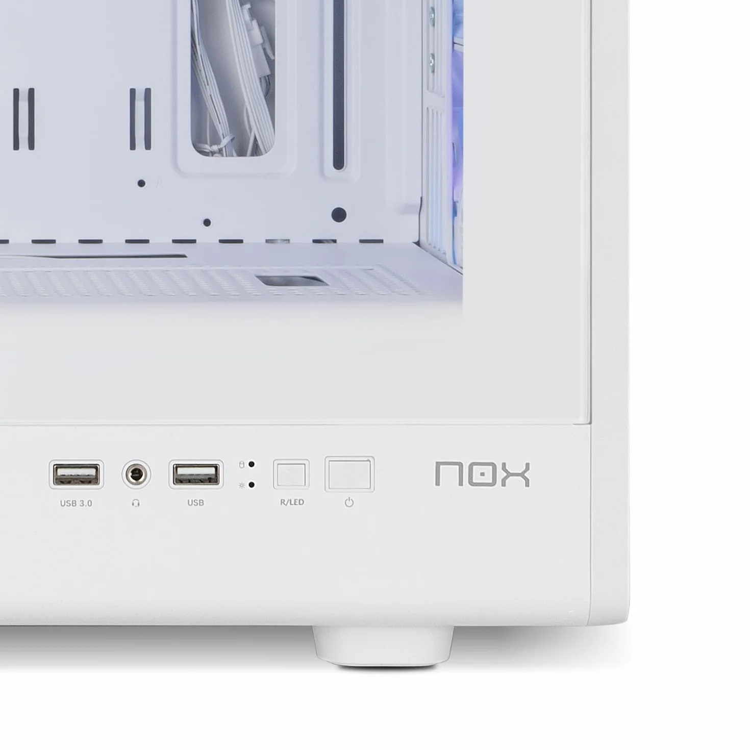 NOX XTREME PRODUCTS INFINITY IOTA – Obudowa ATX Mid-Tower | M-ATX | ITX, Zawiera 4 wentylatory ARGB 120 mm, Mesh z przodu, Hartowane szkło z boku, USB 3.0, Wsparcie dla GPU do 330 mm, Biały