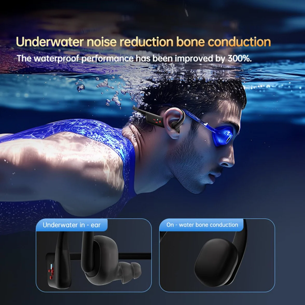 Słuchawki z przewodnictwem kostnym, wodoszczelne słuchawki do pływania IPX8 z pamięcią 32G, sportowe słuchawki Bluetooth 5.4, obrotowe, regulowane, do biegania, pływania, jazdy na rowerze