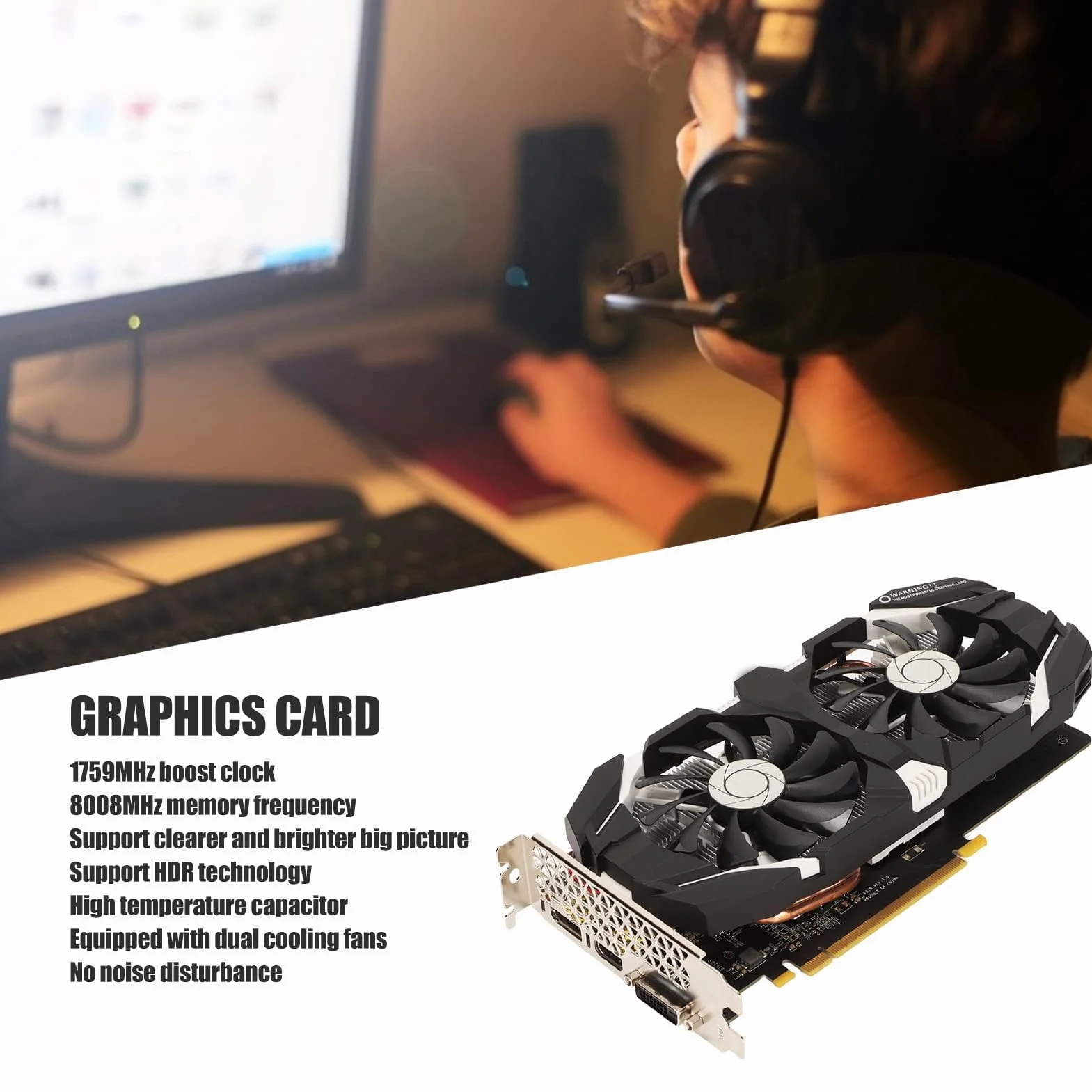 Karta Graficzna 1060, Komputerowa Karta Graficzna 6 GB/5 GB/3 GB GDDR5 192 Bity z Dwoma Wentylatorami Technologia 4K HDR Karta Graficzna do Gier 8008 MHz z Interfejsem Wyświetlania HDMI DVI(5 GB)