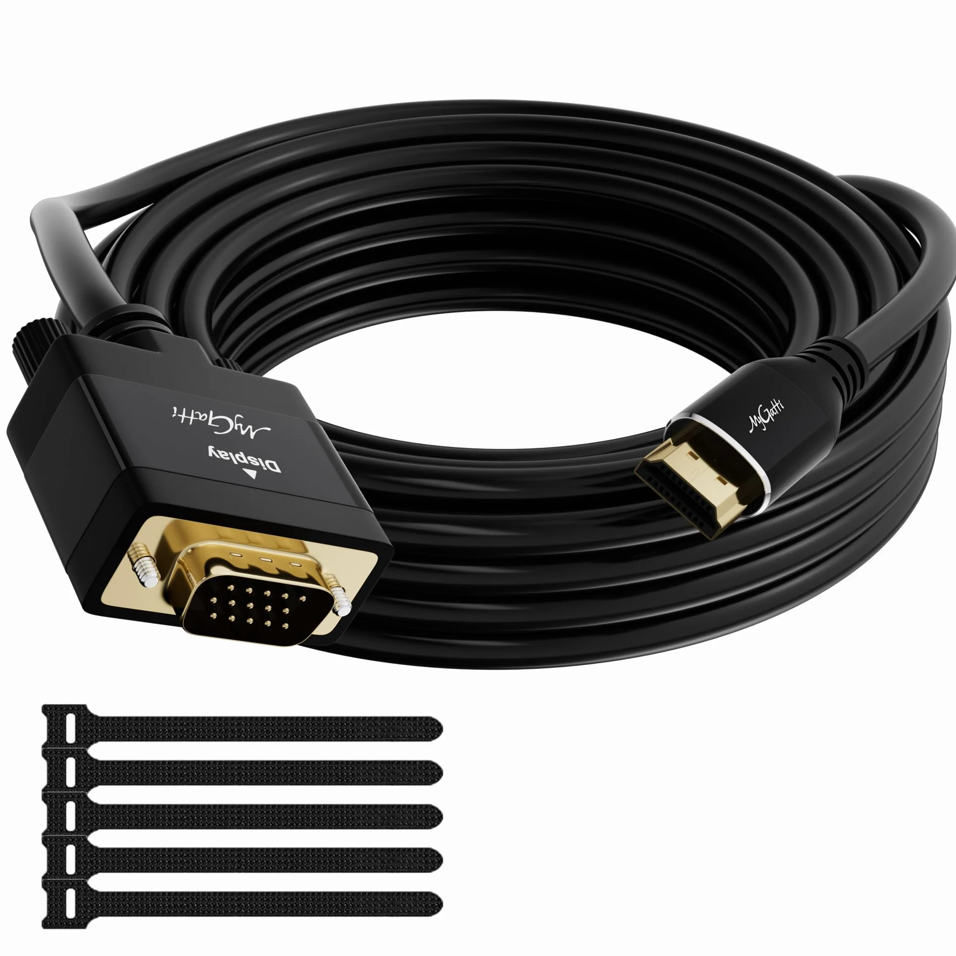 HDMI do VGA AdapterKabel 5m, jednokierunkowy HDMI (źródło) do VGA (wyświetlacz) D-SUB 15 Pin Full HD/1080p Konwerter Kabel, dla monitorów, projektorów, telewizorów, z 5 kabelkami mocującymi