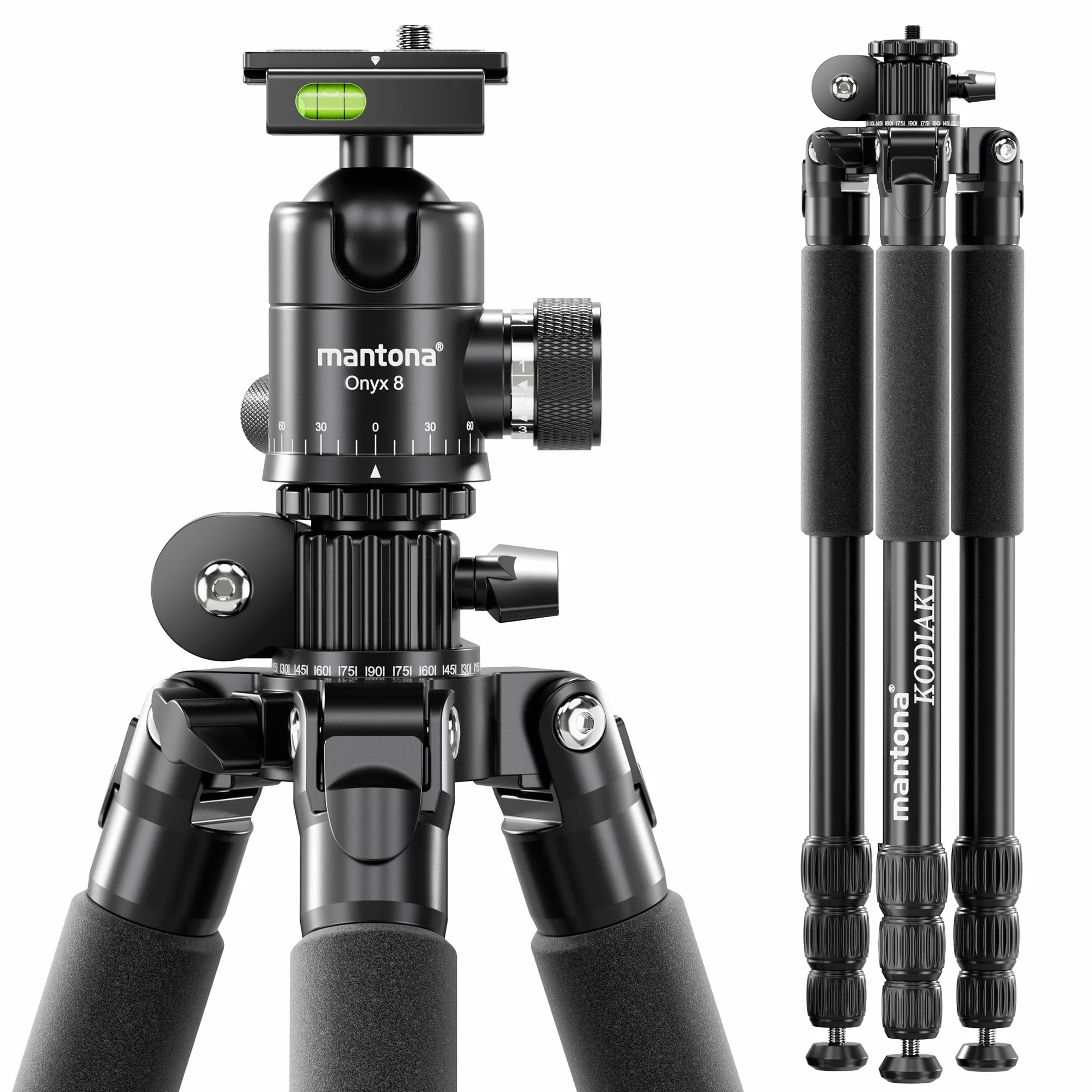Mantona Zestaw statyw fotograficzny Kodiak L 284 + głowica do statywu Onyx 8, aluminiowy statyw z głowicą kulową i szybkozłączką Arca-Swiss