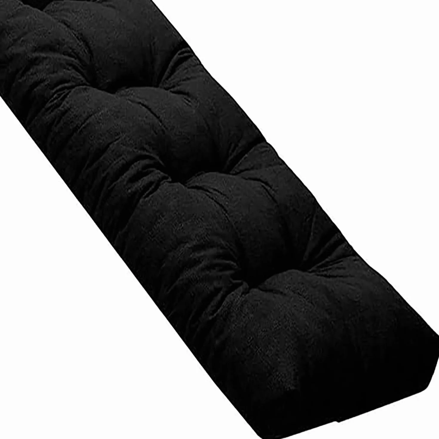 Poduszka Na Ławkę Ogrodową Wewnętrzną 2-3 Osobowa 80-160cm Prostokątna Z Lnu Black 140x60x8cm