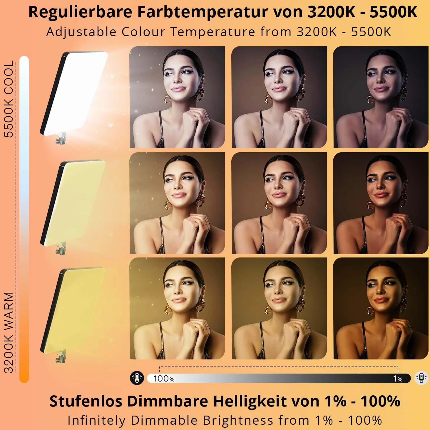 Lampa LED 14 cali panel ze statywem 236,5 cm wysokości, światło studyjne, popularny statyw aluminiowy, do wideo, makijażu, fotografii, TikTok
