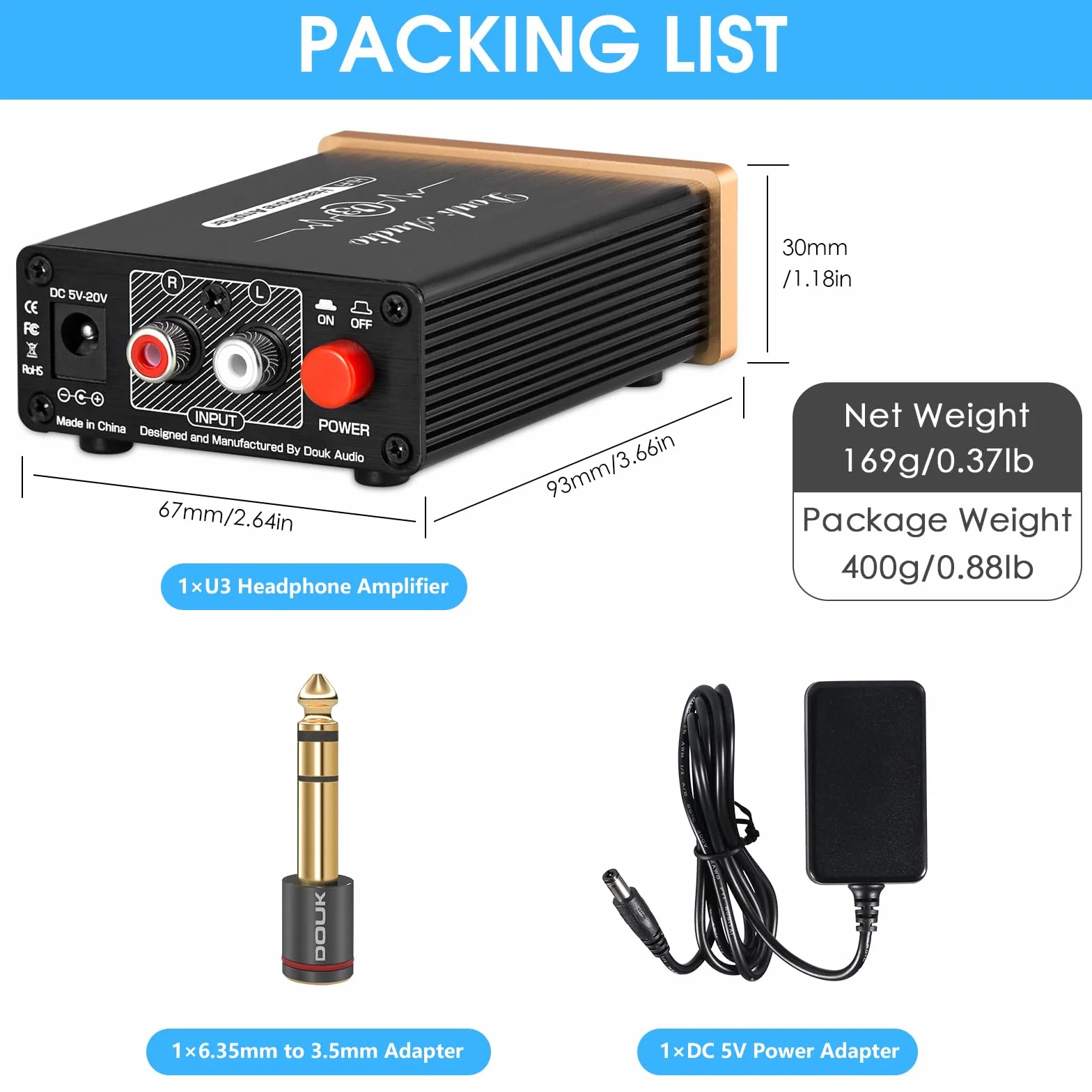 Douk Audio U3 Mini wzmacniacz słuchawkowy stereo Klasa A