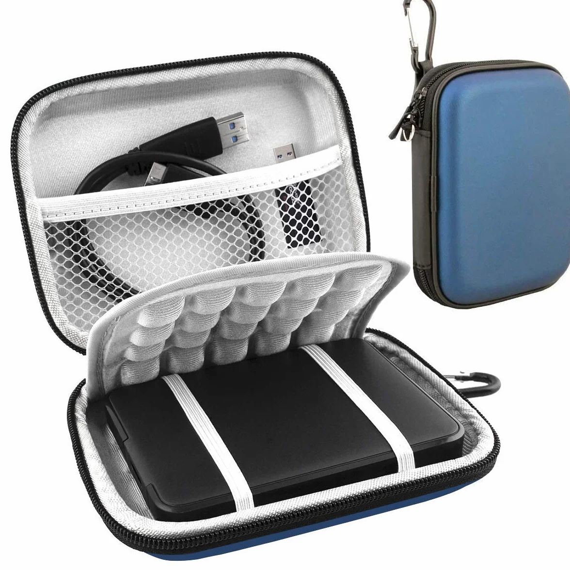 Lacdo Obudowa zewnętrznego dysku twardego do Western Digital WD Elements/WD My Passport Ultra/WD Game Drive 2,5 cala HDD 500 GB 1 TB 2 TB 3 TB 4 TB 5 TB Osłona ochronna Eva,Niebieski