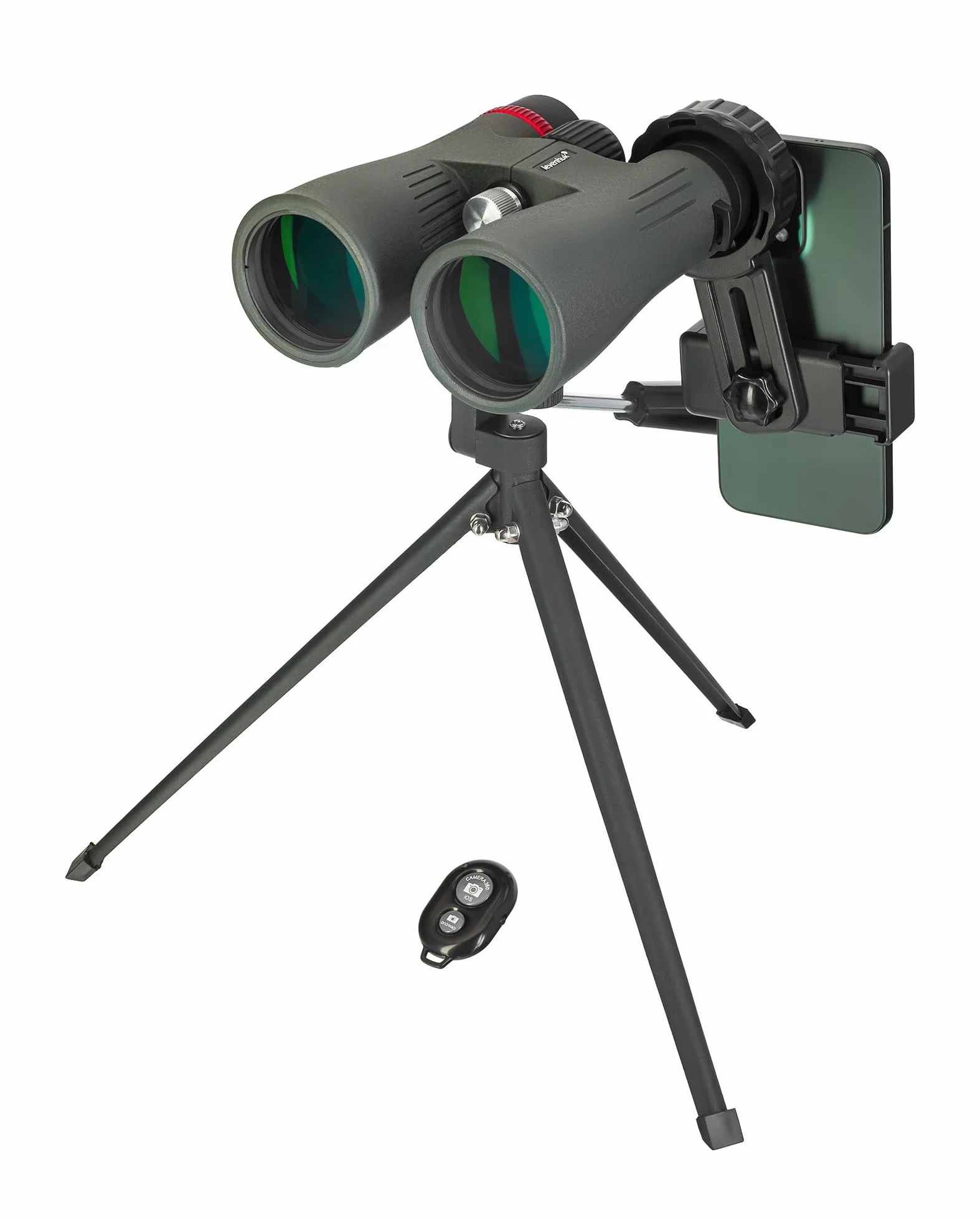 Levenhuk Kelvin Snap 10x50 Fotolornetka do Smartfona, Rejestracja Zdjęć i Filmów Soczewki 50mm Uniwersalne Mocowanie Adapter na Telefon i Statyw w Zestawie Wodoodporne Do Podróży Sportu Koncertów | Rejestracja Zdjęć i Filmów Uniwersalne Mocowanie Adapter