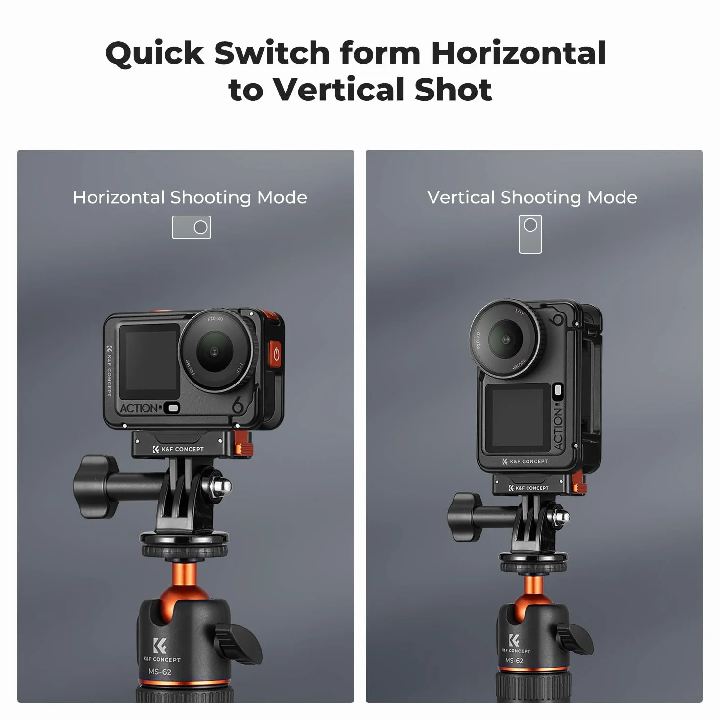 K&F CONCEPT Magnetyczny adapter szybkiego montażu do DJI Osmo Nano/Action 6, adapter przedłużający, magnetyczny uchwyt z blokadą do statywu, kija do selfie, akcesorium do kamery sportowej (1 sztuka)