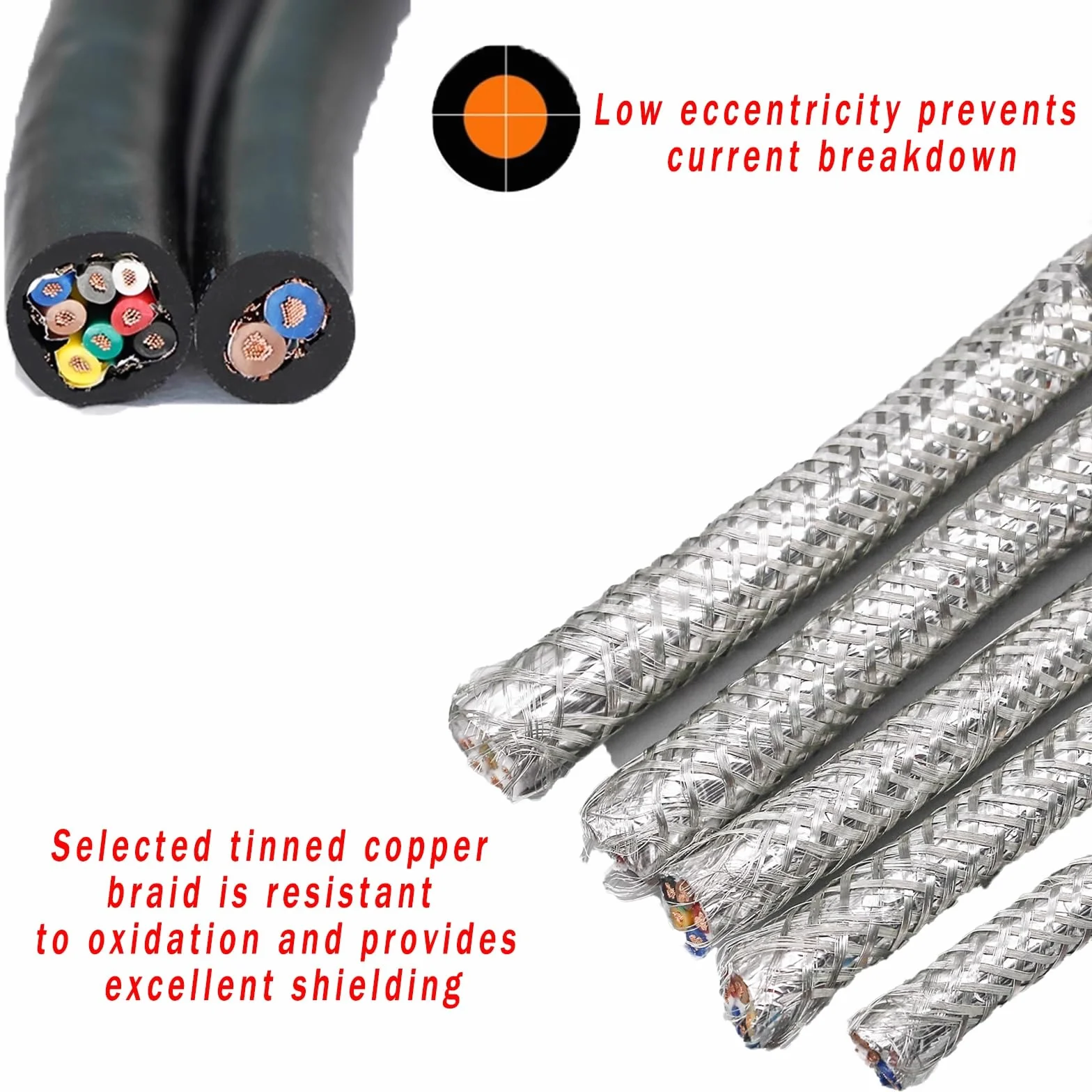 Ekranowany kabel alarmowy, 26AWG (4-20) C UL2464 ekranowany kabel skrętkowy z miedzi cynowanej FR PVC 300V -20°C do 80°C(25ft,26AWG-16C)