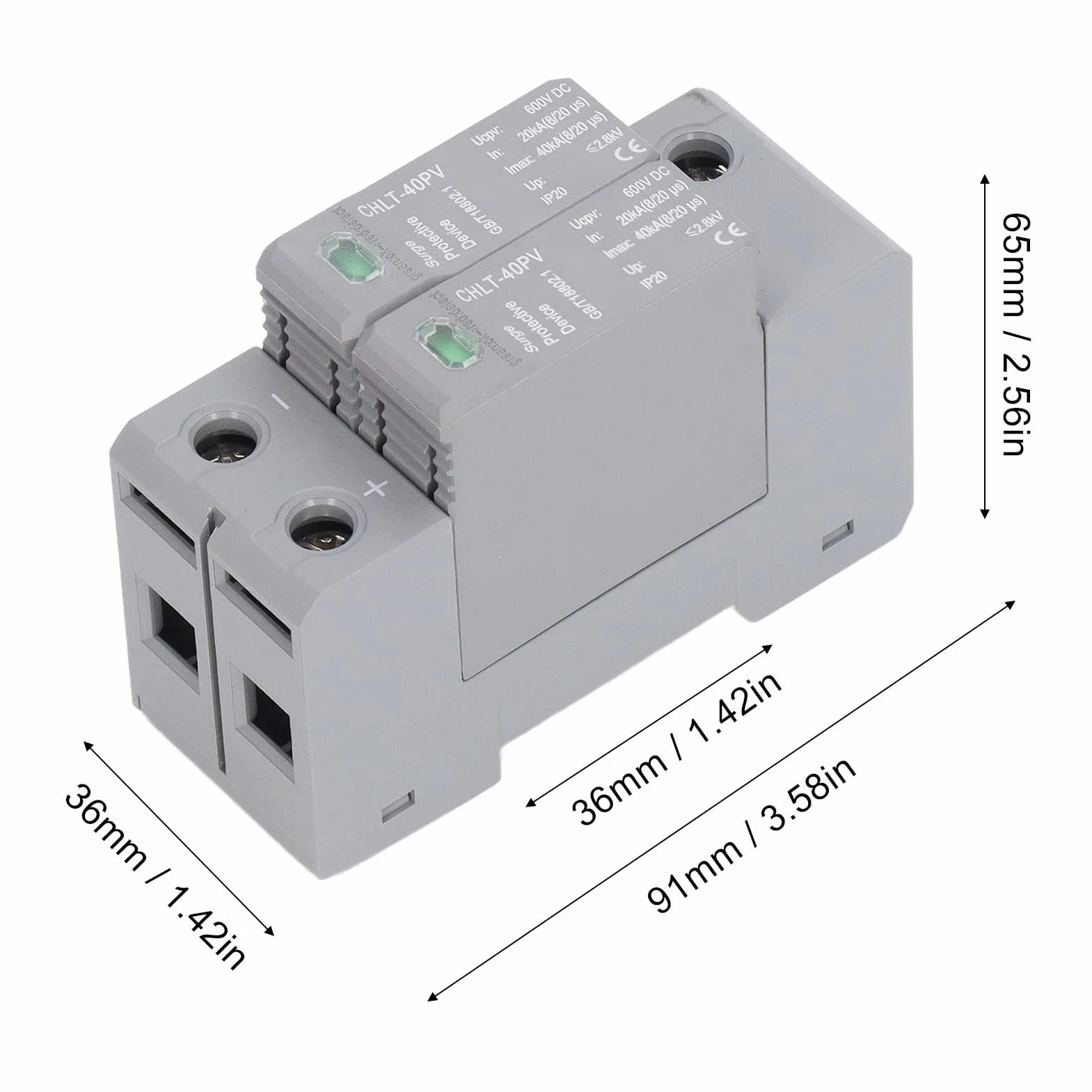 CHLT 40PV 600V IP20 DC PV Ochrona Przeciwprzepięciowa Zabezpieczenie Przeciwprzepięciowe Przerywacz Urządzenie Ochrona Odgromowa Niskiego Napięcia Urządzenie Przeciwprzepięciowe