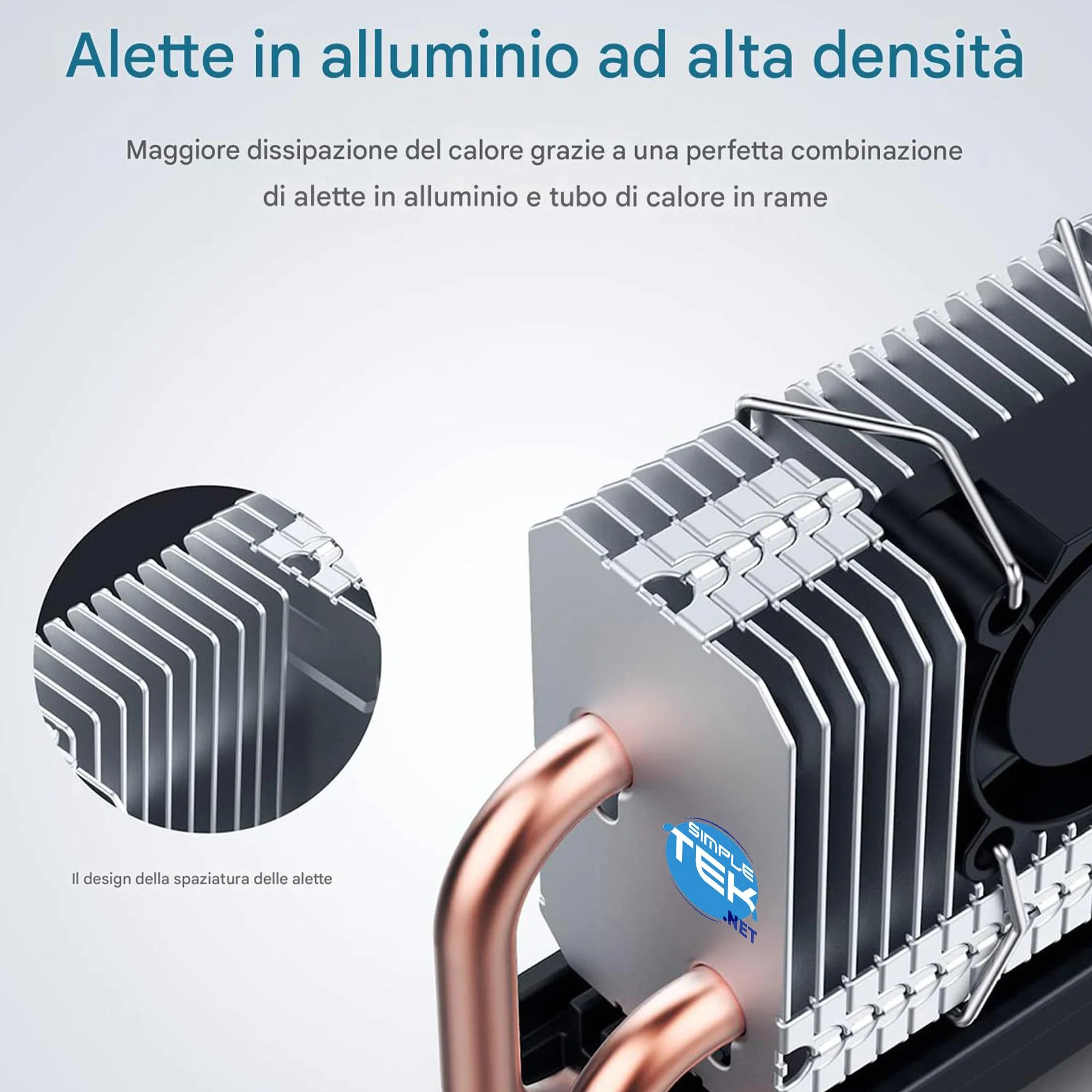 SIMPLETEK Aktywny radiator z wentylatorem do SSD M.2 2280 NVME / SATA – model G-M2HP04-F z rurą grzewczą i sterowaniem PWM