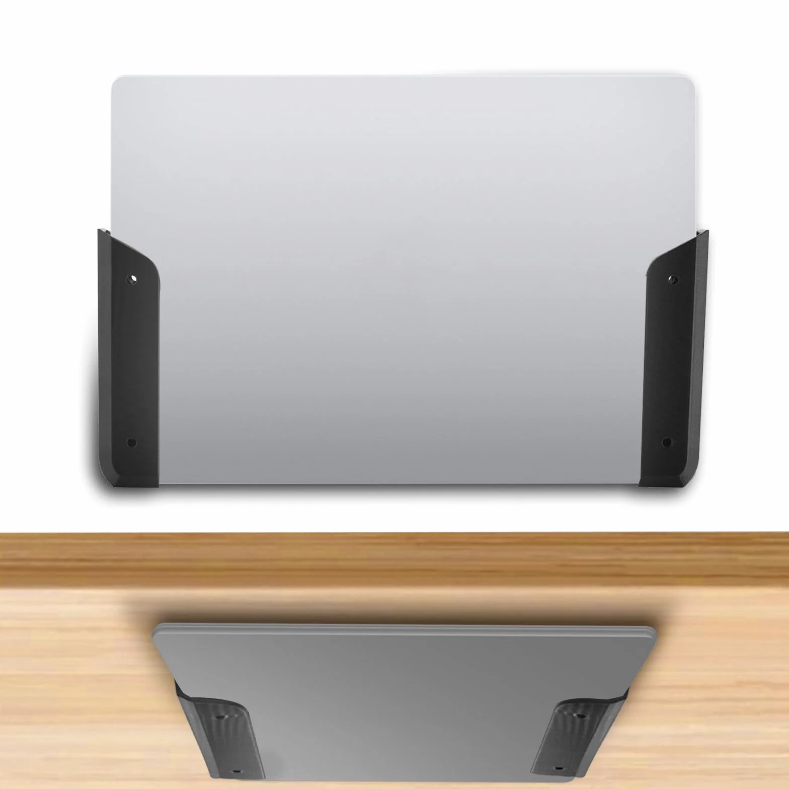 Uchwyt Laptopa Pod Biurko Ścienny z Klejem Śrubami Półka do Urządzeń do 3,2cm MacBook Tablet