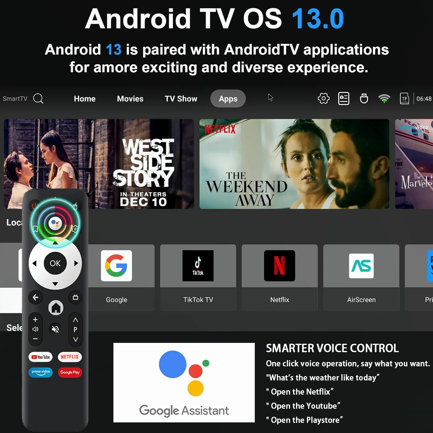 GREVA Android 13.0 TV Box, 8K Ultra HD Android Box 4G RAM 32G ROM RK3528 czterordzeniowy 64-bitowy Cortex-A53, UHD 8K WiFi6 10/100 M LAN Enternet Bluetooth 5.0 Smart TV Box Streaming Media Player