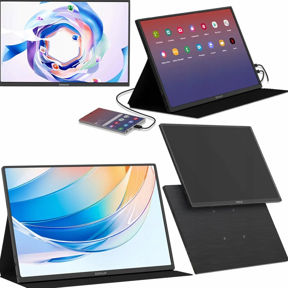 ZEUSLAP P25K Monitor Przenośny 16” 2.5K 2560x1600 IPS USB-C Mini HDMI 16:10 HDR Dodatkowy Ekran do Laptopa Smartfona Konsoli PS5 Xbox Nintendo Switch Etui Magnetyczne
