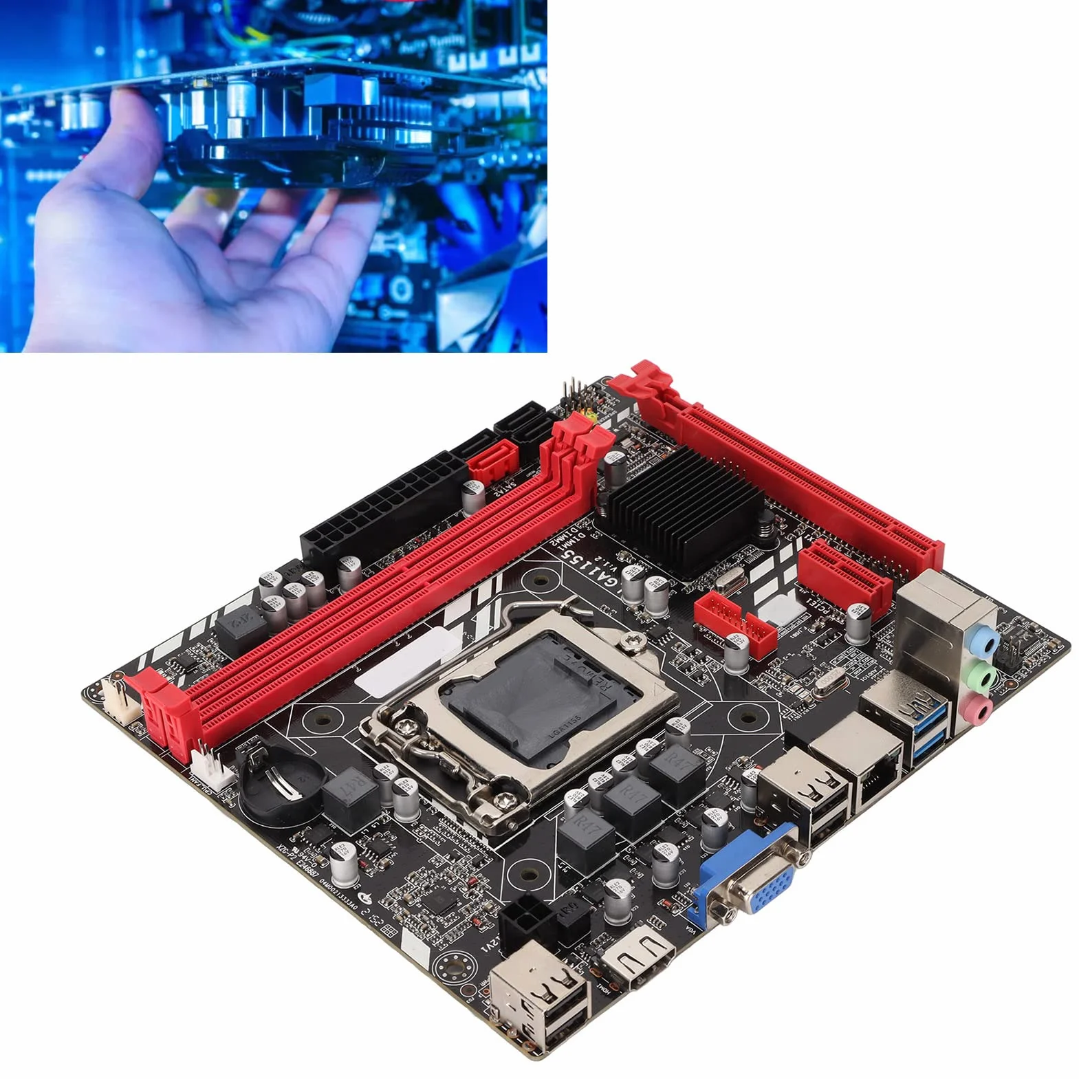Płyta Główna B75M LGA1155, Płyta Główna M ATX DDR3 z 5.1-kanałową Kartą Dźwiękową, Kartą Sieciową 100M, VGA, SATA3.0, 2 Gniazdami Pamięci DDR3 dla Komputerów Stacjonarnych, Komputerów Stacjonarnych