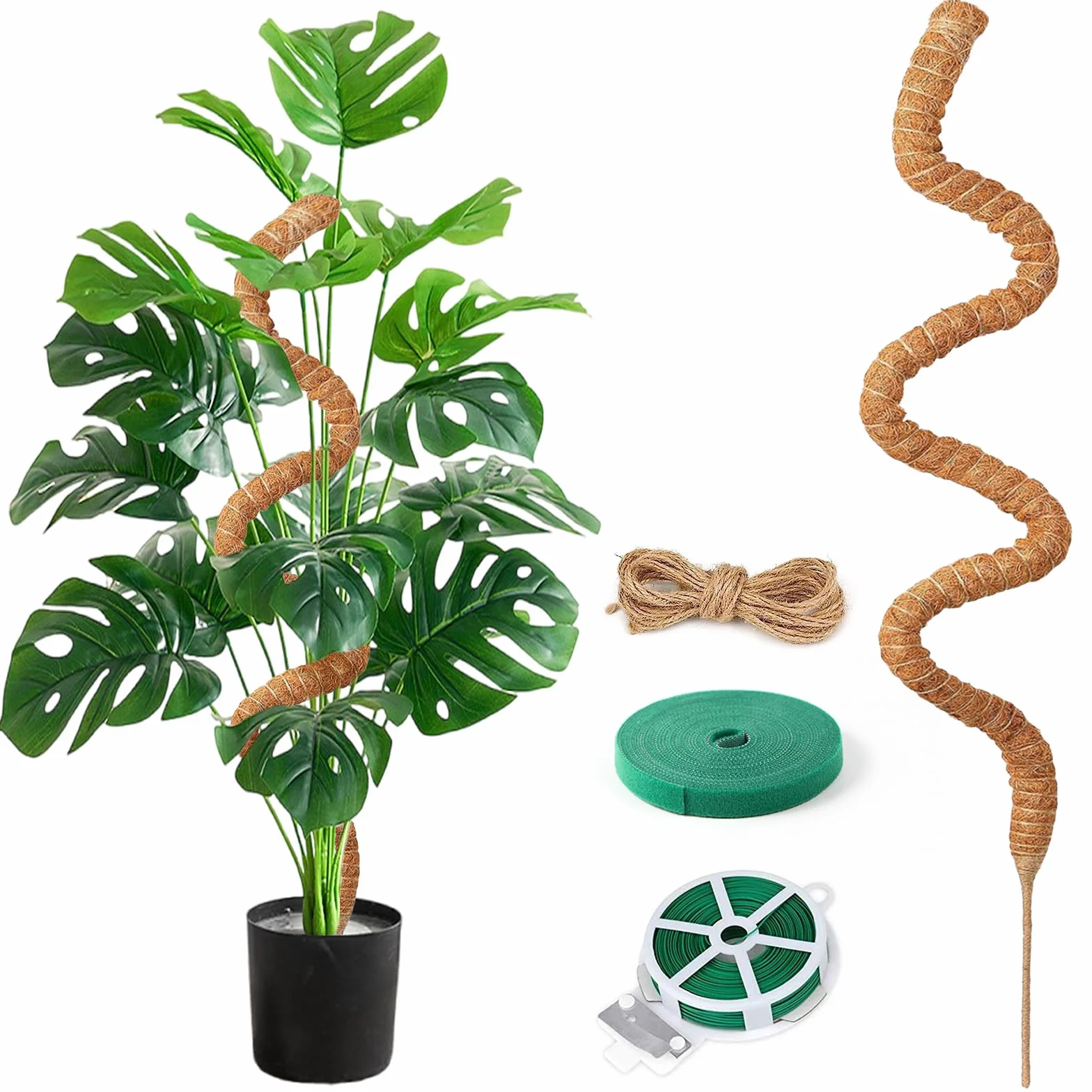 Podpórka wspinaczkowa Monstera 125cm, Kij mchowy dla Monstera z akcesoriami, Podpórka do roślin pokojowych, Wsparcie roślin dla roślin pnących w pomieszczeniach