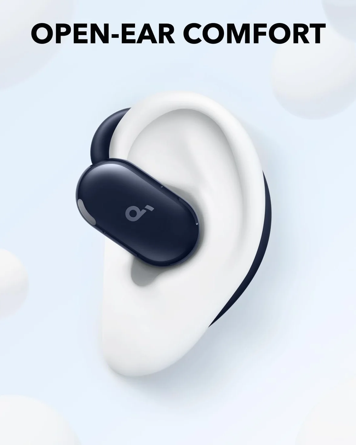 soundcore słuchawki otwarte V20i, klips, IP55, LED, 36 godz | regulowane zaczepy na uszy, ultra-komfortowe, wygodne dopasowanie, wyraźne rozmowy, IP55, oświetlenie LED, 36 godz. pracy