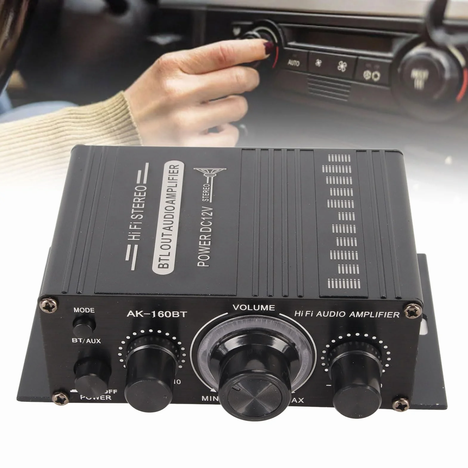 Wzmacniacz Mocy Bluetooth 5.0 HiFi 20Hz-20KHz 12V Stop Aluminium