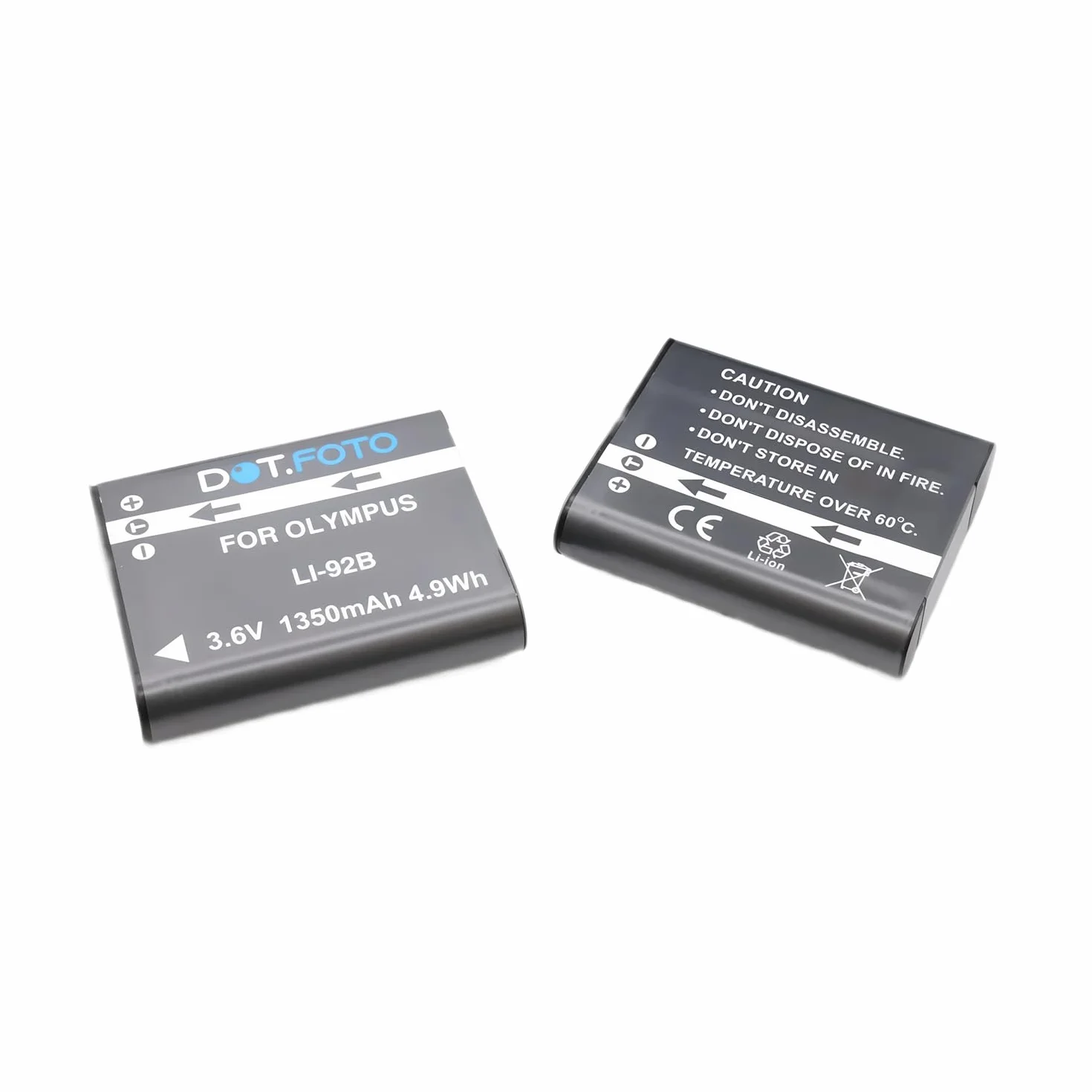 2 x Dot.Foto LI-92B Premium 3.6v / 1350mAh Bateria dla Olympus Tough TG-6, TG-5, TG-4, TG-3, TG-2, TG1 / XZ-2 / DS-2600, DS-9000, DS-9500 / dla OM System TG-7