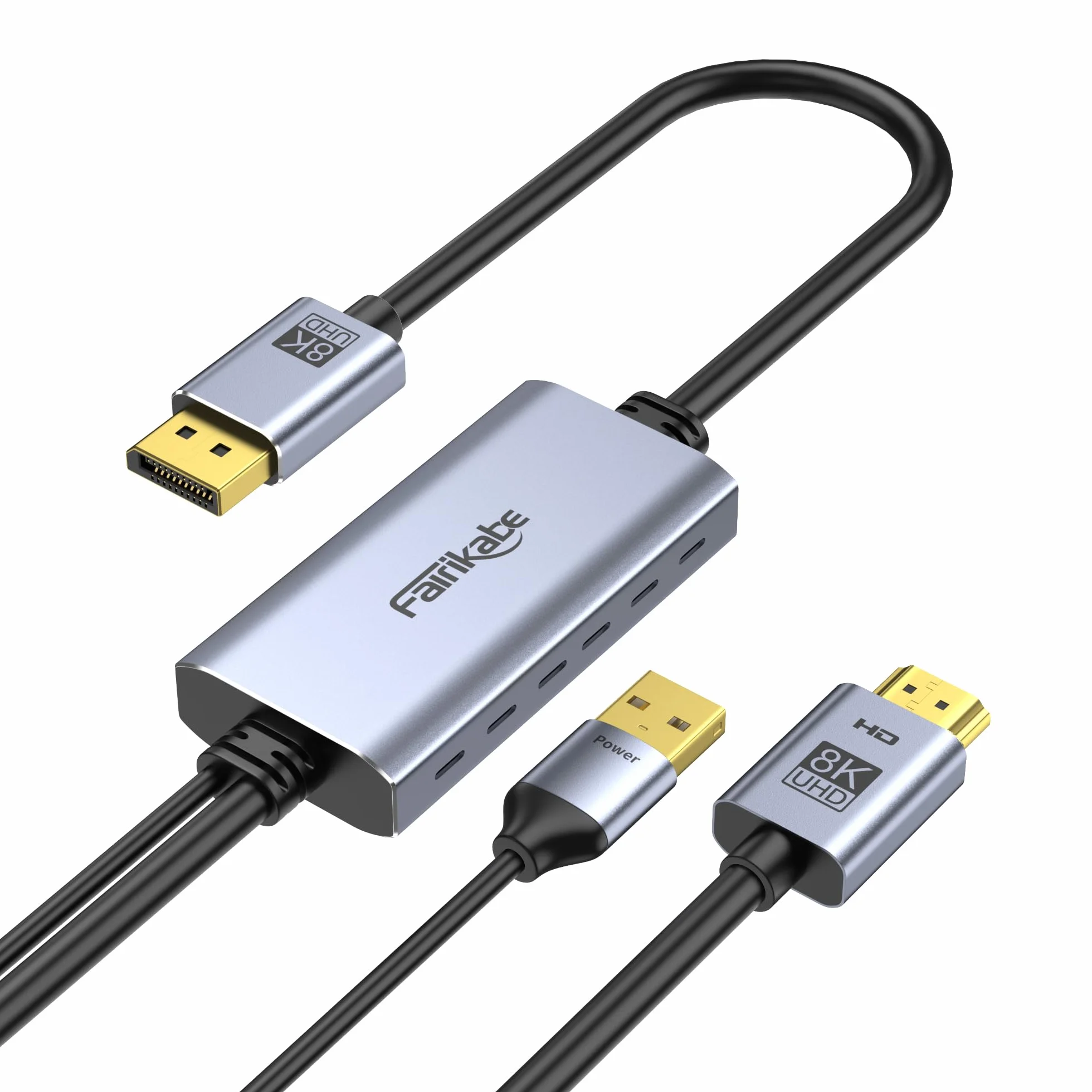 fairikabe kabel adapter HDMI 2.1 do DisplayPort 1.4 4K@144Hz, 1,8 m, kabel aktywny jednokierunkowy HDMI 4K@120Hz/8K do Display Port, kabel monitora 8K, konwerter do komputera PC PS5 Xbox, złącze wtyk