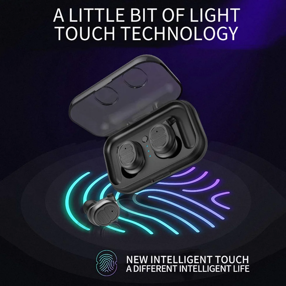 Słuchawki stereofoniczne Bluetooth, bezprzewodowe słuchawki douszne, Bluetooth 5.0, zestaw słuchawkowy z baterią, sportowy IPX5, wodoszczelny mikrofon do iPhone'a Android, Sport, biały