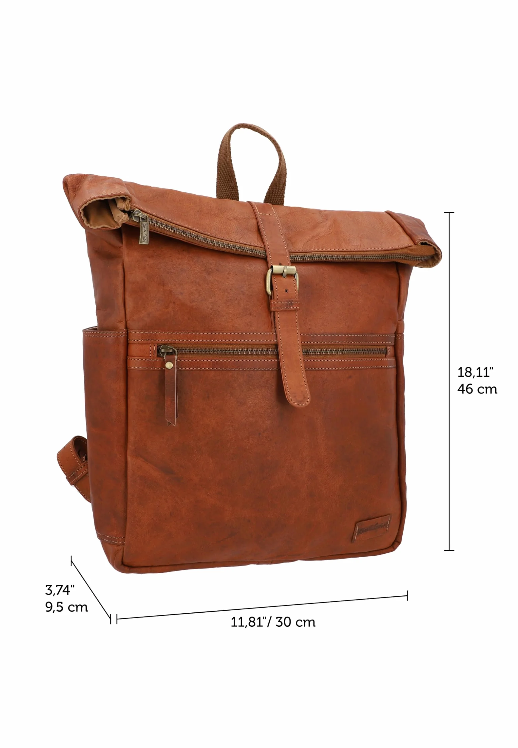 Gusti Plecak skórzany Milo New – stylowy plecak vintage ze skóry naturalnej dla kobiet i mężczyzn, pojemność 13L, kieszeń na laptop 15”, uchwyt na butelkę, miejsce na AirTag