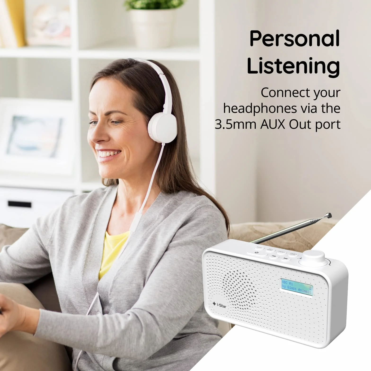 Radio DAB/DAB Digital+ & FM, przenośne zasilanie sieciowe i zasilane bateriami radioodtwarzacze DAB, radio cyfrowe z ładowaniem USB, białe