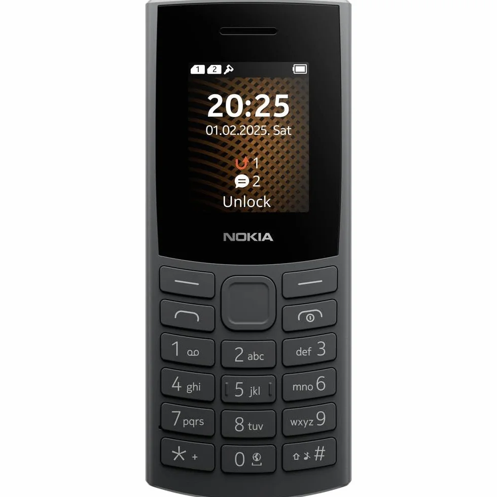 Nokia 105 4G 2nd Edition (2024) (wyświetlacz 1,8 cala, wymienna bateria 1450 mAh, 48 MB RAM/128 MB ROM, rozszerzalna pamięć, Bluetooth 5.0, USB typu C, gniazdo jack 3,5 mm, Dual SIM, IP54, radio FM