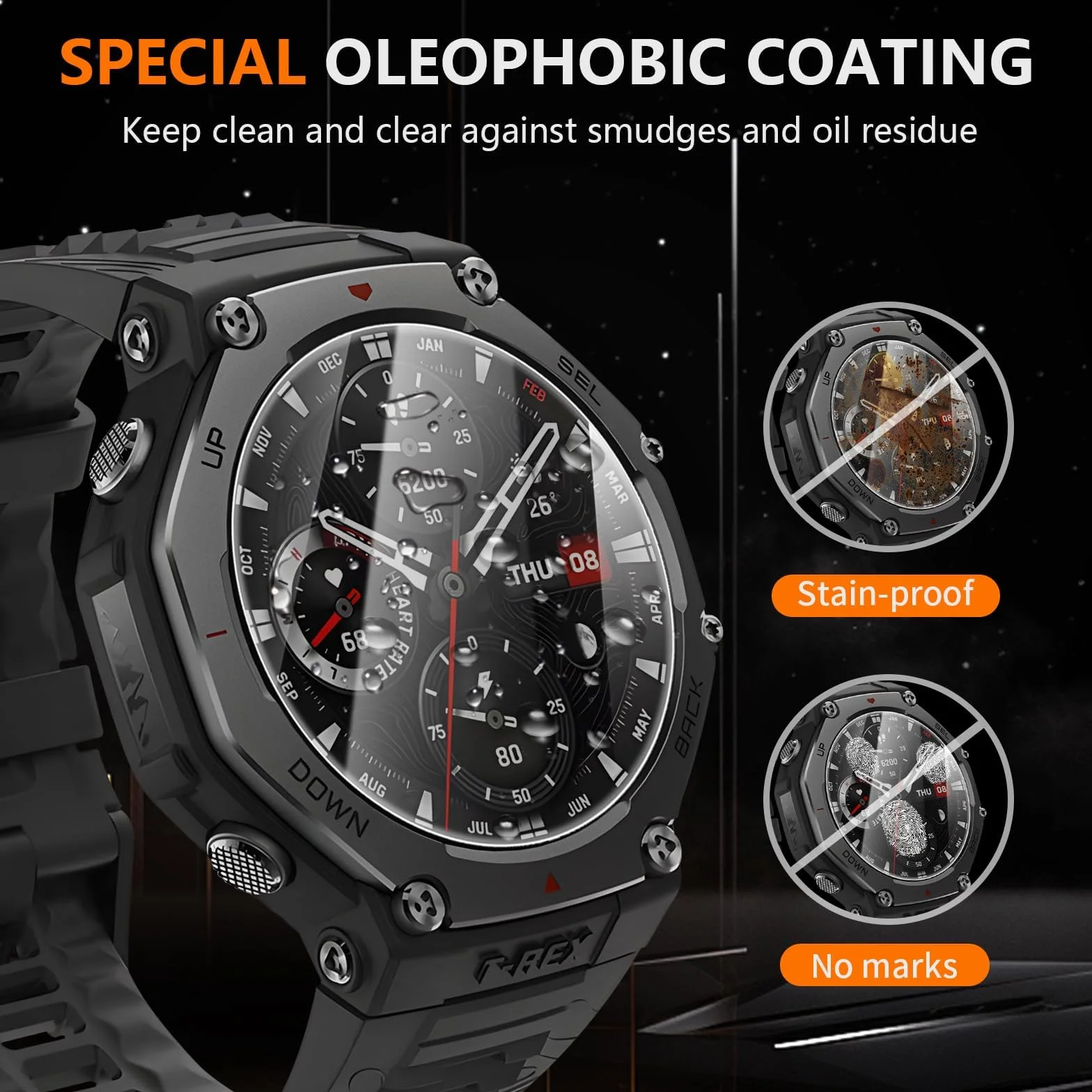 Diruite 4 Sztuki Ochraniacz Ekranu do Amazfit T-Rex 3,HD Szkło Hartowane Folia Ochronna