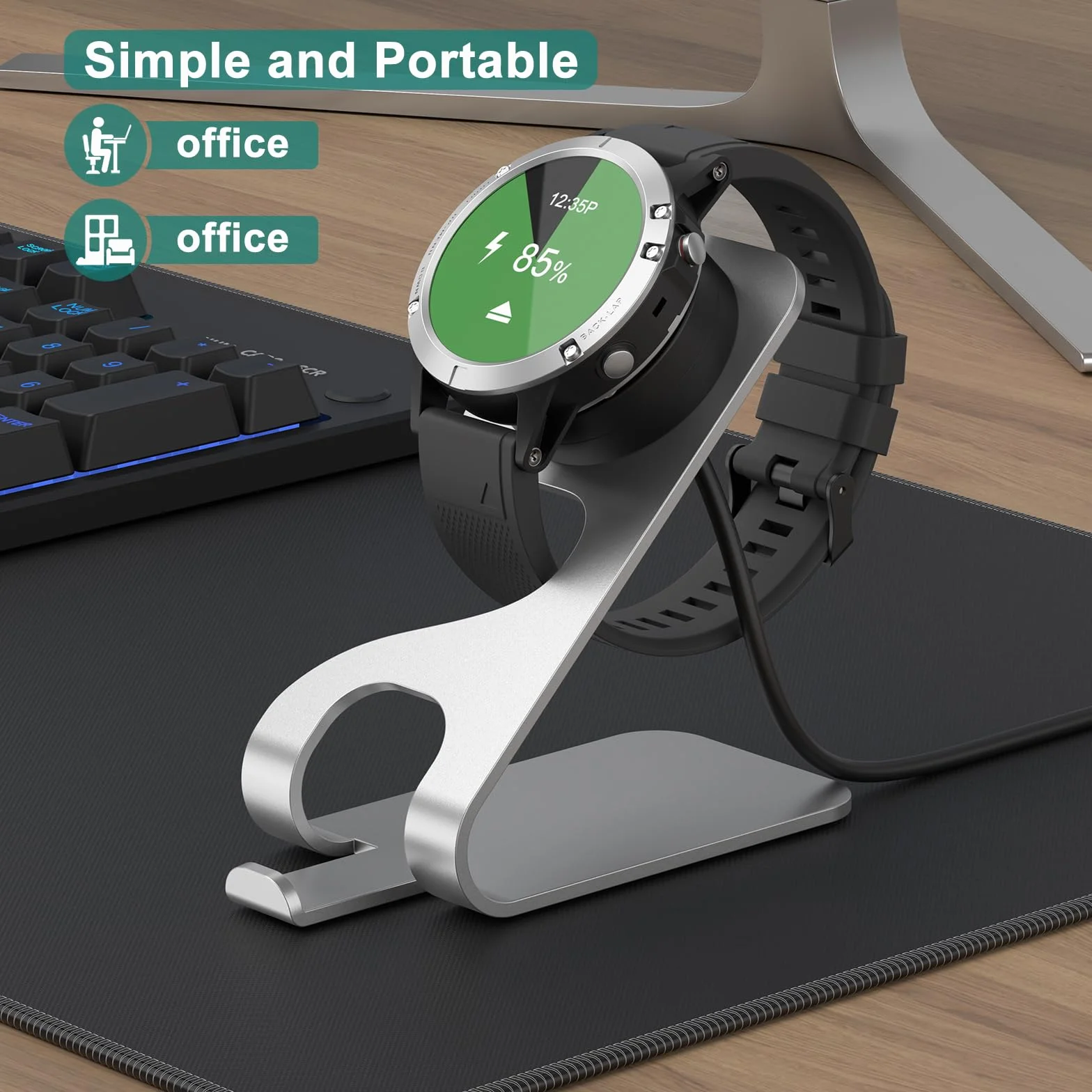 Stacja ładująca Garmin Fenix 8 7 7S 7X 6 6S 6X 5 5S 5X Plus, Venu 2/2 Plus/3/Sq/Sq 2, ładowarka zastępcza USB A 100 cm