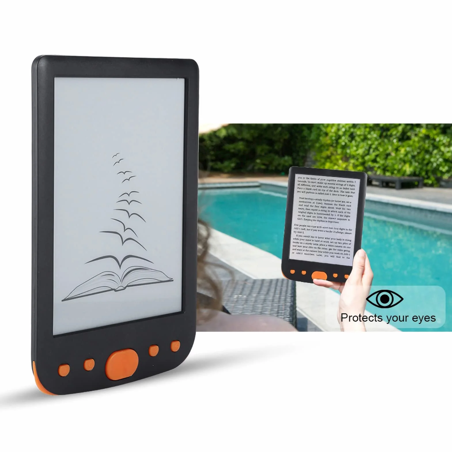 6-calowy Czytnik E-booków, Czytnik E-booków do Czytania Książek do Nauki (ORANGE)