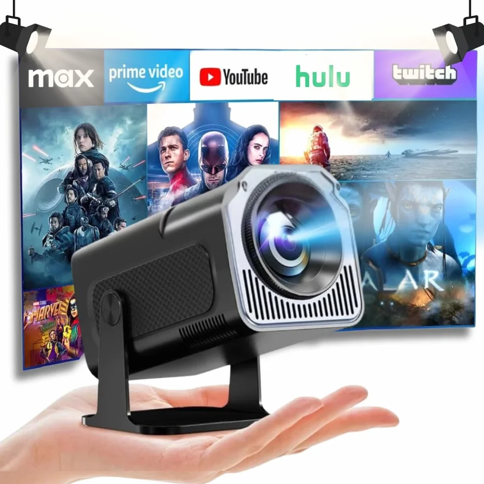 Przenośny projektor 4K Support/WiFi 6 / BT 5.4 Android TV i [aplikacja] automatyczne ustawianie ostrości, Full HD 1080P, głośniki HiFi, krótka ogniskowa, kompatybilna z HDMI/TV Stick/Gaming