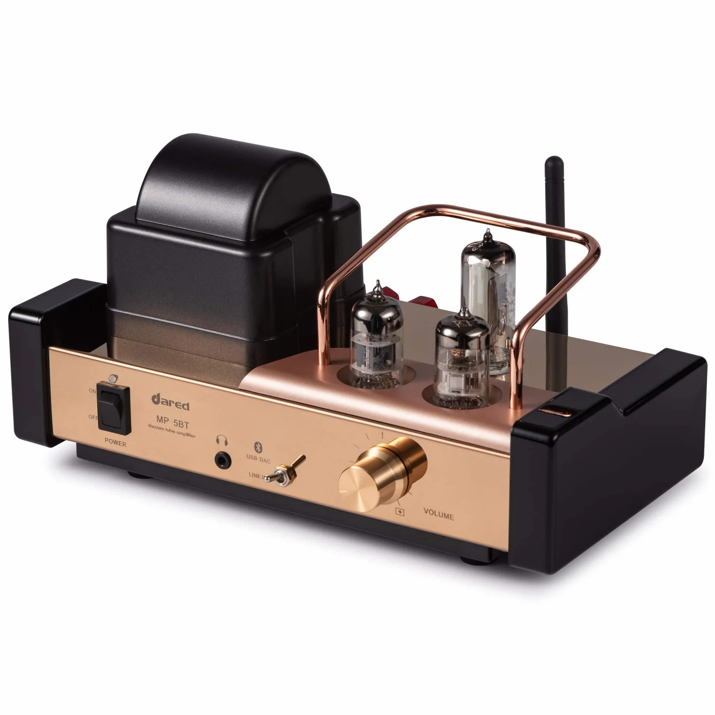 Dared MP-5BT Wzmacniacz Lampowy Zintegrowany, Hybrydowy z Lampami 6N11, 6N21, 6E21 - Bluetooth, USB/DAC, Wyjście Słuchawkowe i Przednie, 25Wx2