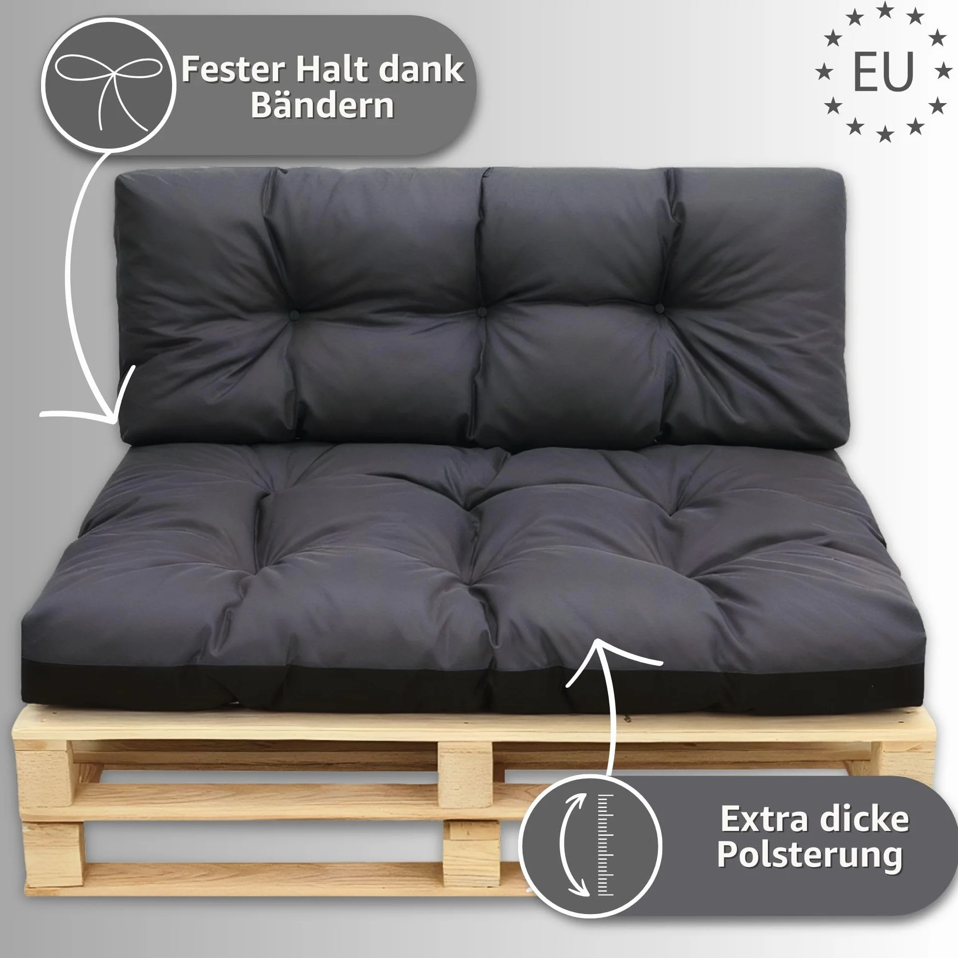 poduszka ogrodowa na palete jeans przecierany 15a poliester czarny wigofil 80x120