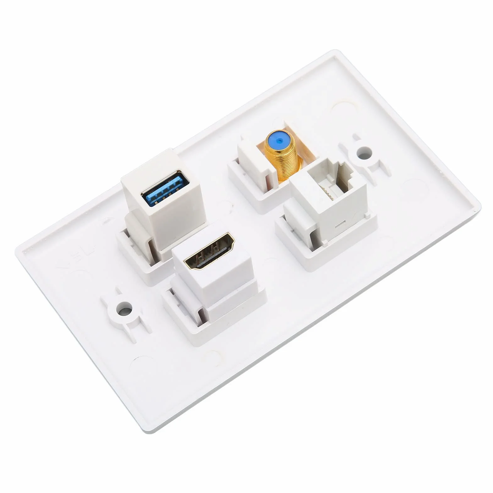 4-portowa Płyta ścienna HDMI, Wielofunkcyjna Płyta ścienna z Portami HDMI, Typu F, USB3.0, Cat6, Portem Ethernet RJ45 do Telewizora HDTV, Odtwarzacza Wideo, Projektora, Komputera Itp.