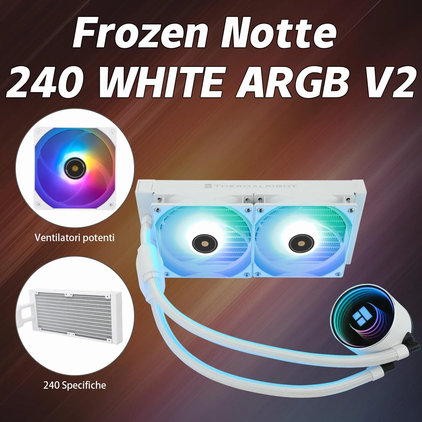 TR Frozen Notte 240 BLANC ARGB CPU chłodnica procesora, wentylator Dual PWM, łożysko S-FDB V2, odpowiedni do AMD/AM4 AM5, Intel LGA 1700/1851/1151/1200/2011