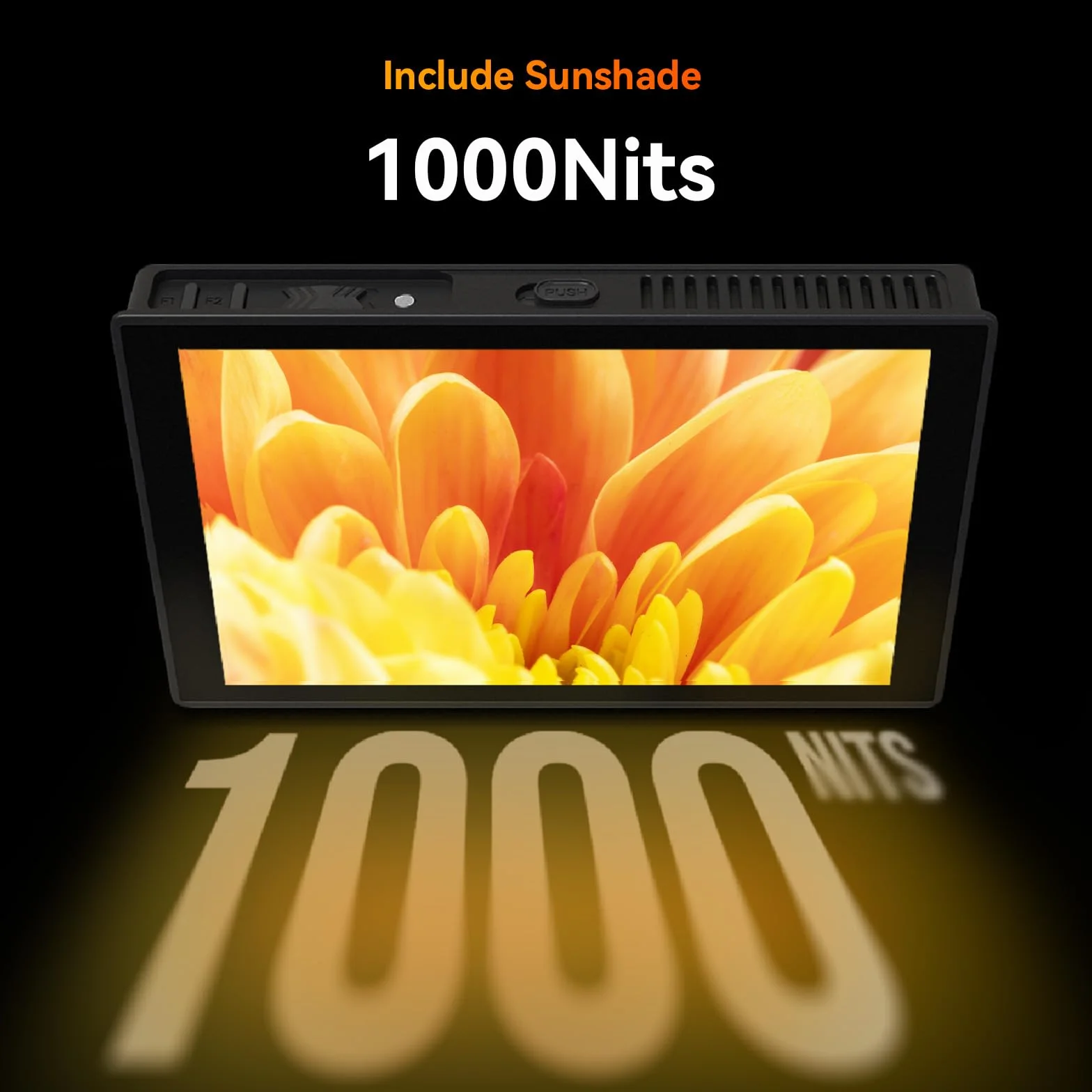 Portkeys HD7T monitor 7" ekran dotykowy 1000 nit jasności, z przyciskami szybkiego wyboru aparatu z ochroną przeciwsłoneczną | Matowy wyświetlacz, Osłona przeciwsłoneczna, Do lustrzanek DSLR/bezlusterkowych, Jasność 1000 nitów