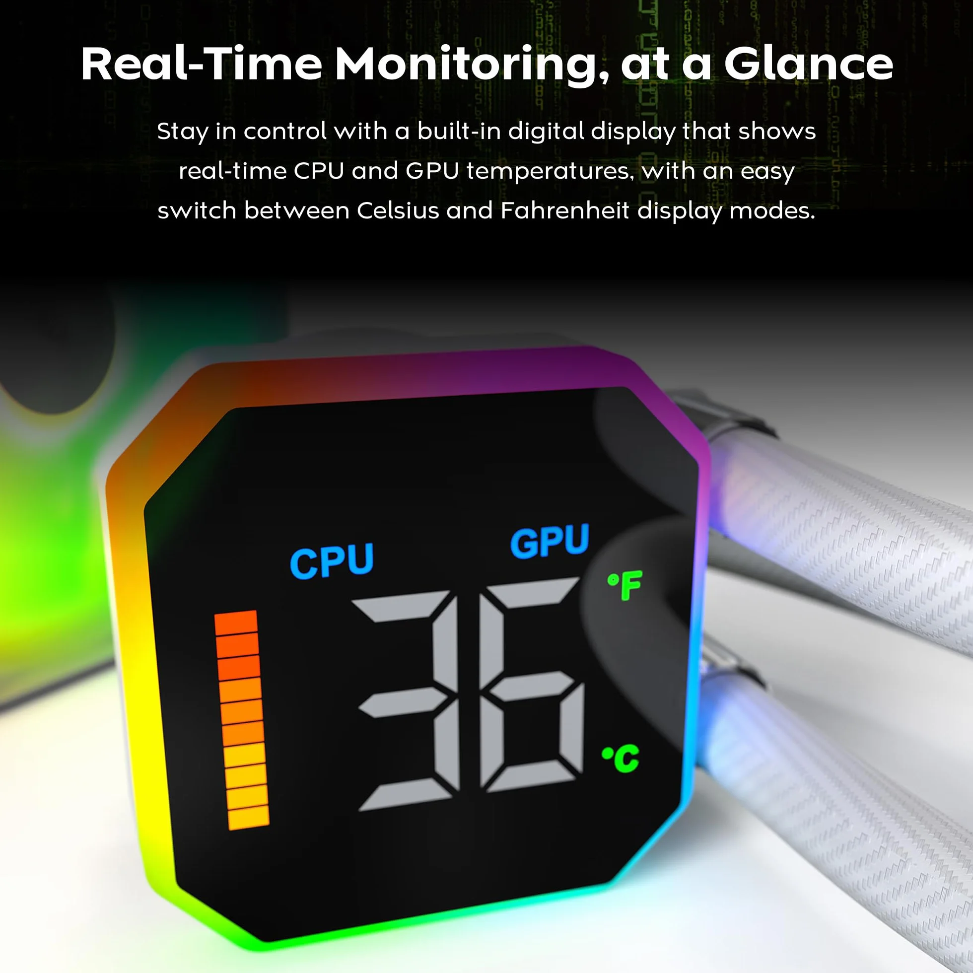 MONTECH HyperFlow Digital 360 (W) All-in-One chłodzenie wodne CPU Cooler 360 mm, biały