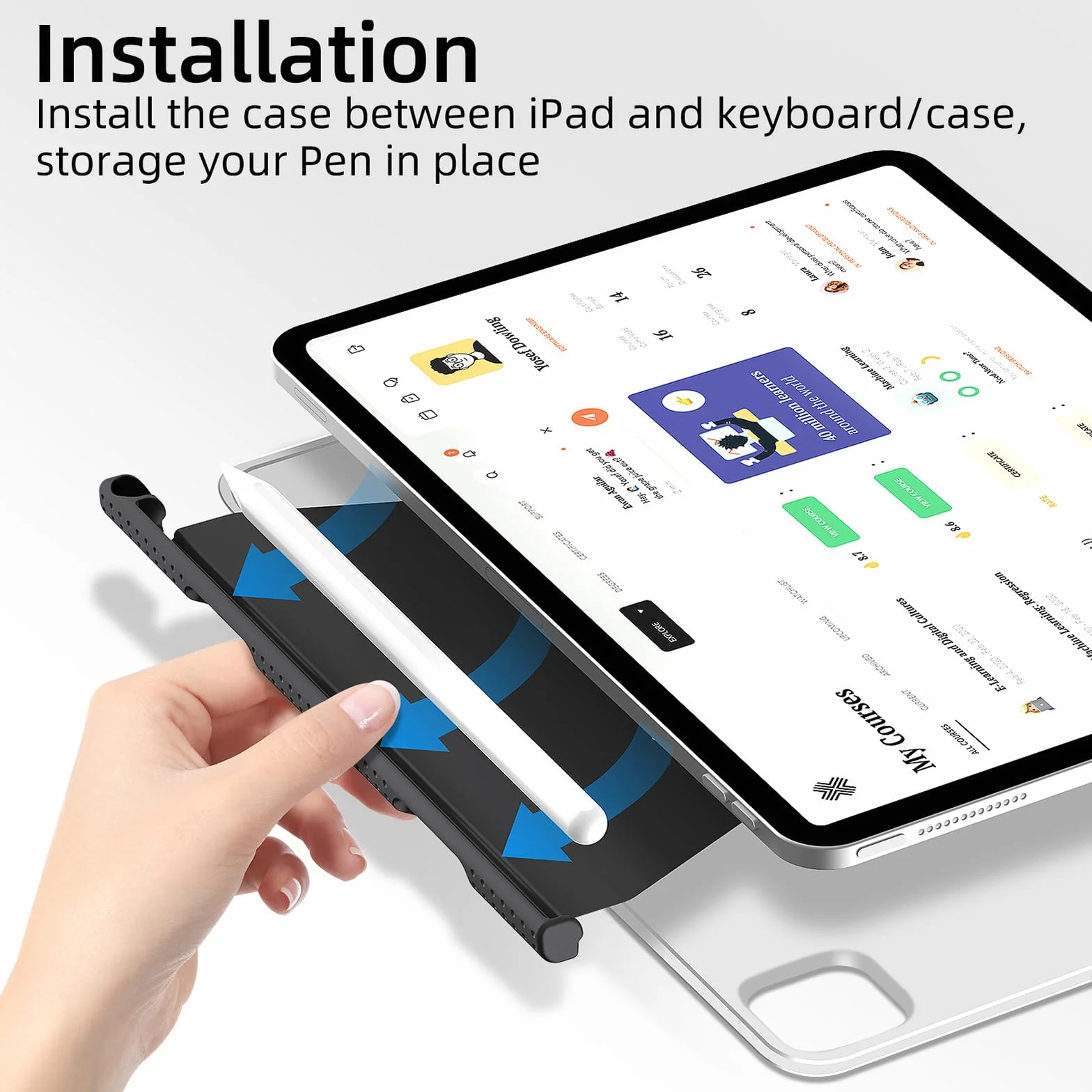 Uchwyt na długopis/pióro dla Apple Pencil 2. generacji, etui kompatybilne z Magic Keyboard, Smart Keyboard Folio i innymi magnetycznymi etui, uchwyt na rysik do iPada - czarny