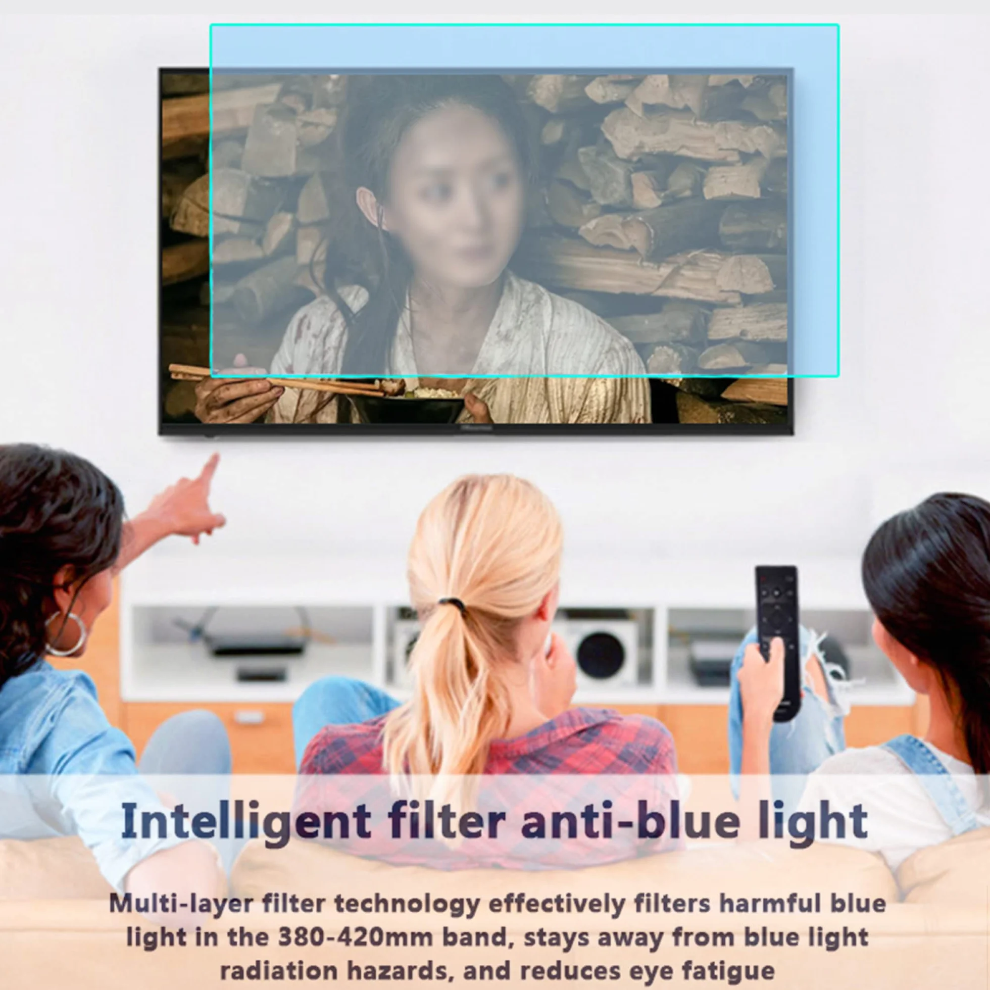 32 cali - 75 cali ochrona ekranu przed niebieskim światłem, filtr przeciwodblaskowy folia ochronna na oczy usuwalna do LCD, LED, 4K OLED i QLED HDTV wyświetlaczy/matowy/75 cali 1645/931 mm