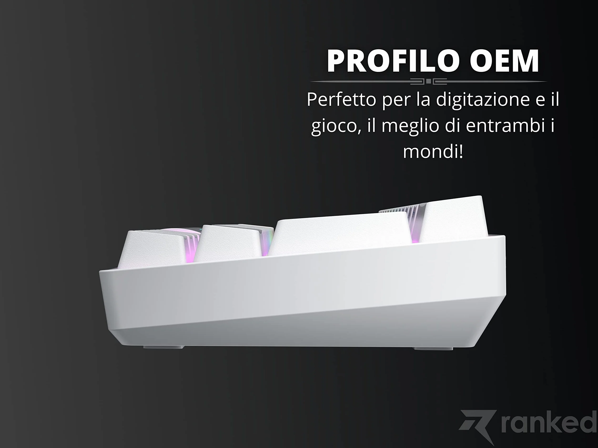 Ranked N60 Nova 60%| Mechaniczna Klawiatura do Gier | 62 Klawiszy Podświetlenia RGB | PC/MAC Gamer | Układ włoski QWERTY ISO IT (Bialy, Gateron Brown)